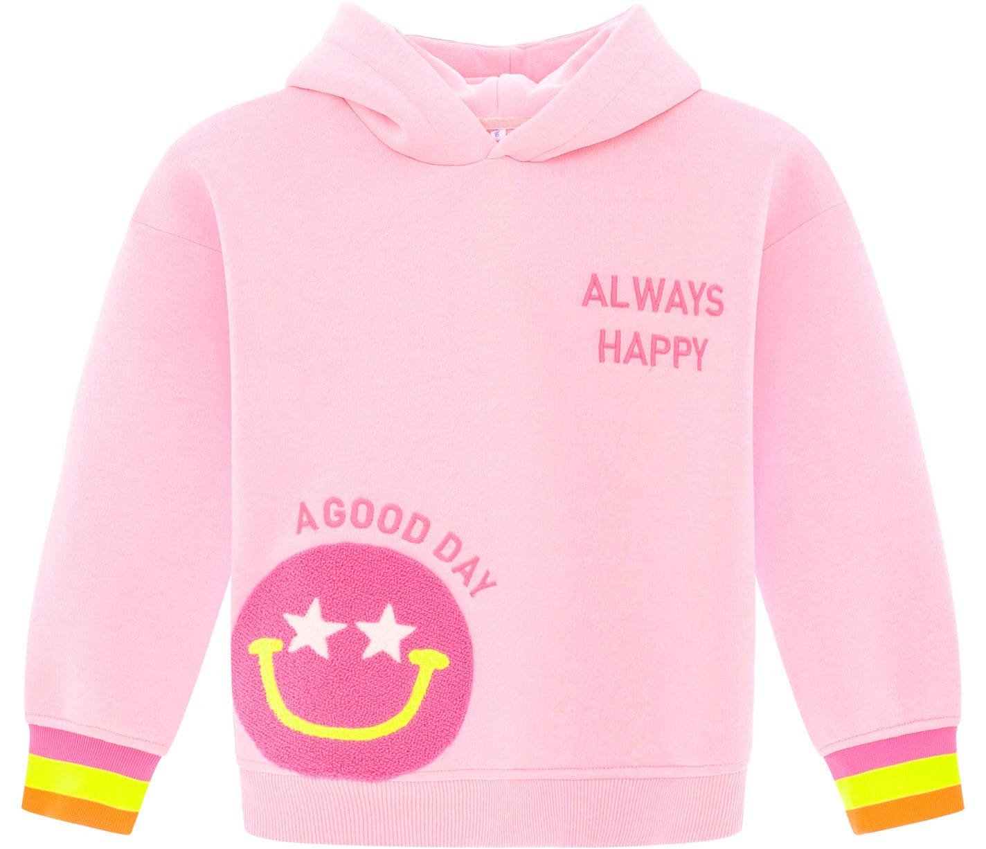 Zwillingsherz Hoodie »"Always Happy" Kids«, mit großem Smiley und neonfarbenen Details