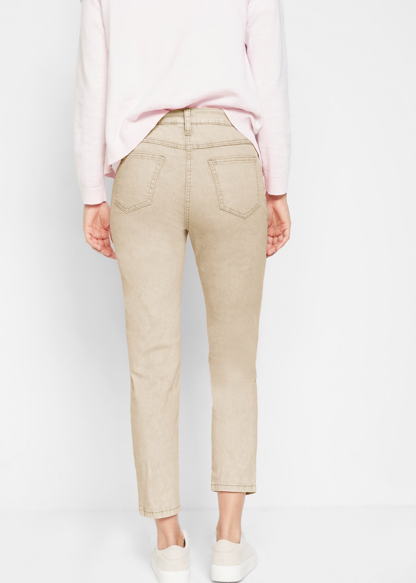 bonprix Webhose »Verkürzte Twill-Hose im Used-Look«  aus Baumwolle und Elasthan, schmale Silhouette, slim fit, Used-Look