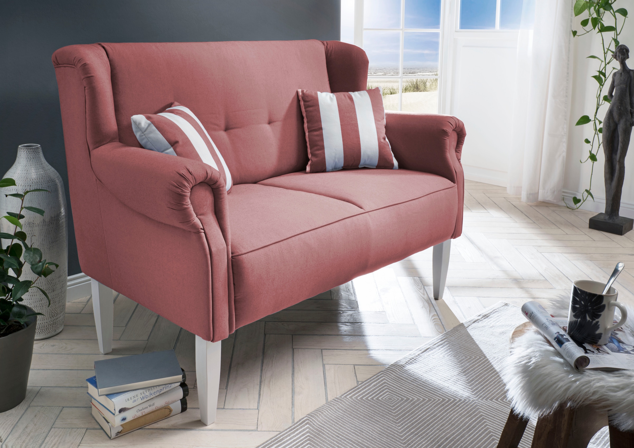 Home affaire Küchensofa "Moro Couch mit Federkern, bequem" inkl. 2 Stk. Zierkissen gestreift, verschiedenen Stoffe und Farben