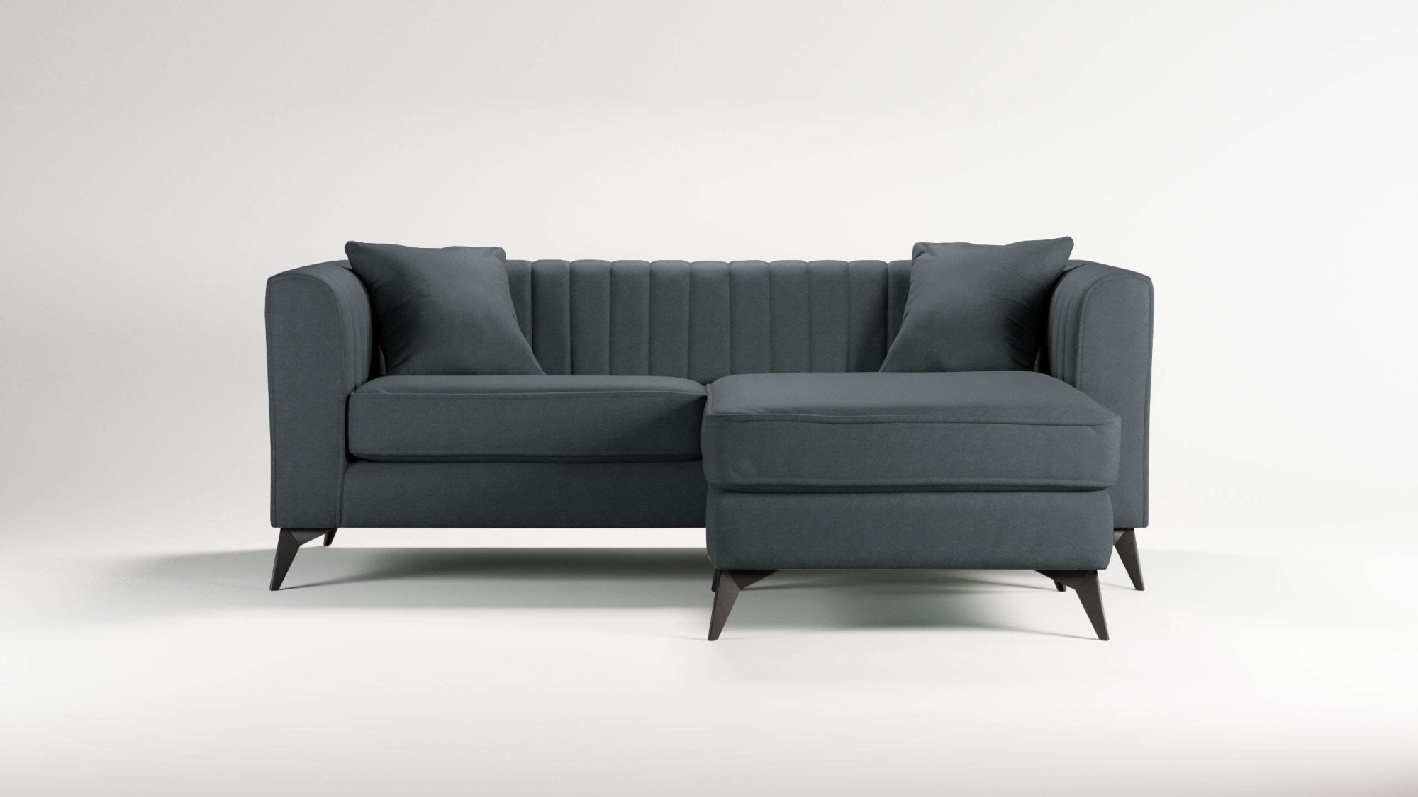 Places of Style Ecksofa »MATTHEW L-Form ideal für kleine Räume, Maße B/T/H: 201/162/74 cm«, elegantes Designsofa, feine Steppung im Rücken, incl. Zierkissen