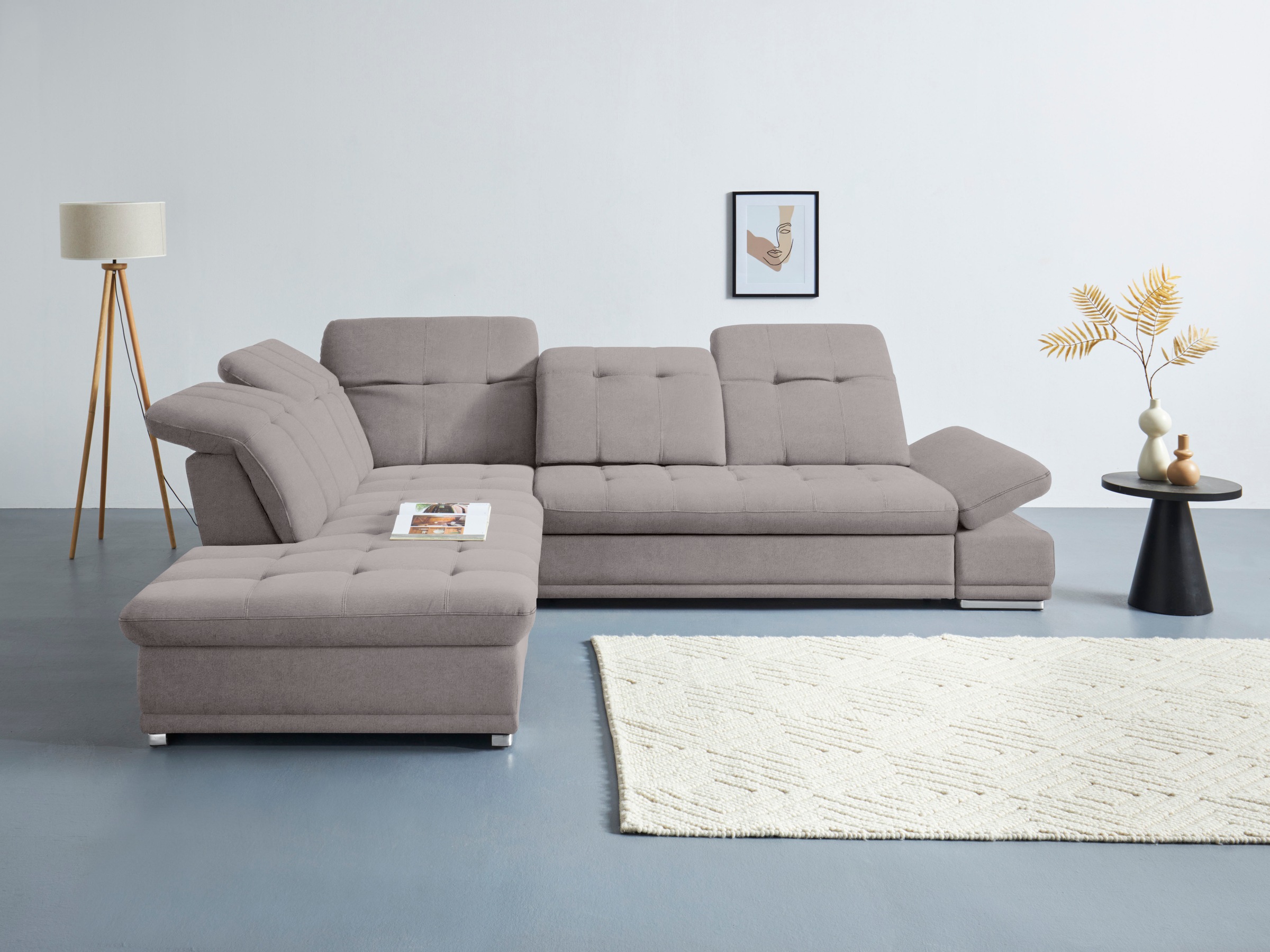 COTTA Ecksofa "Holiday L-Form mit Sitztiefen-, Armteil- und Kopfteilverstellung" wahlweise mit Schlaffunktion & Bettkasten
