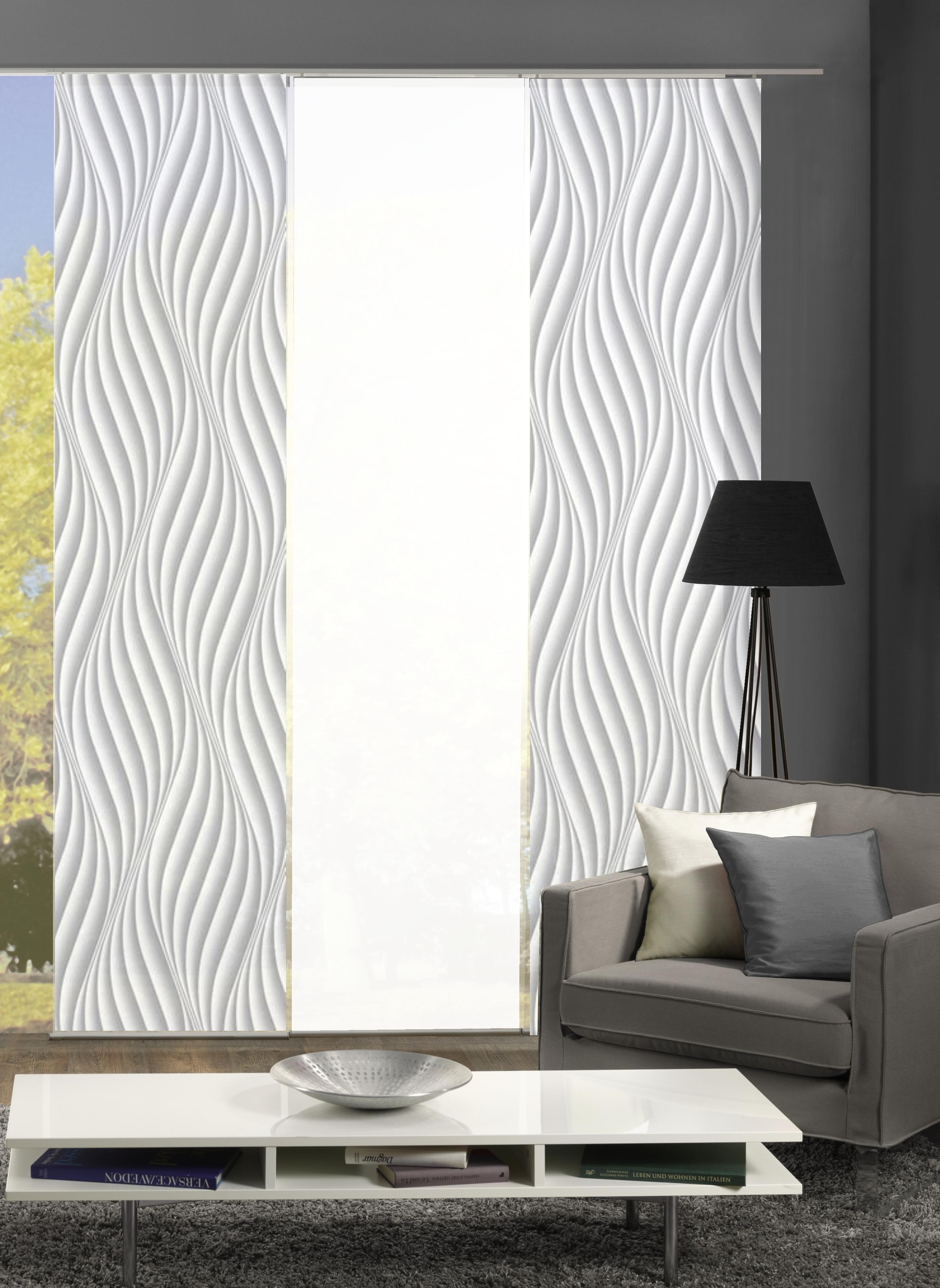 HOME WOHNIDEEN Schiebegardine "WAVES" Klettband 3 Stk. tlg. HxB: 245x60, in günstig online kaufen