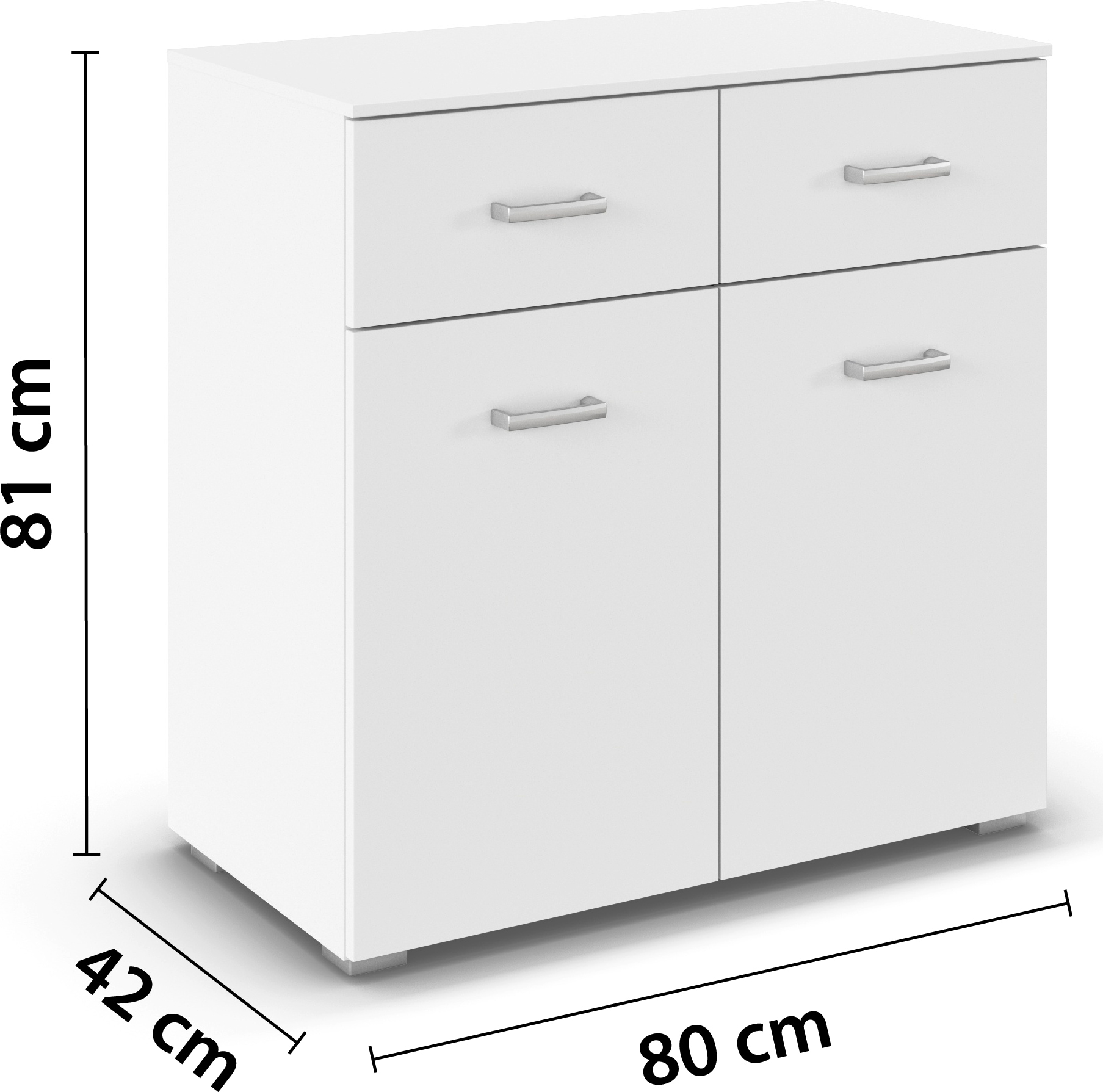 rauch Kommode »Gamma« Breite 80 cm / Höhe 81 cm, verschiedene Griffvarianten/-Farben,  mit zwei Türen und zwei geräumigen Schubladen MADE IN GERMANY
