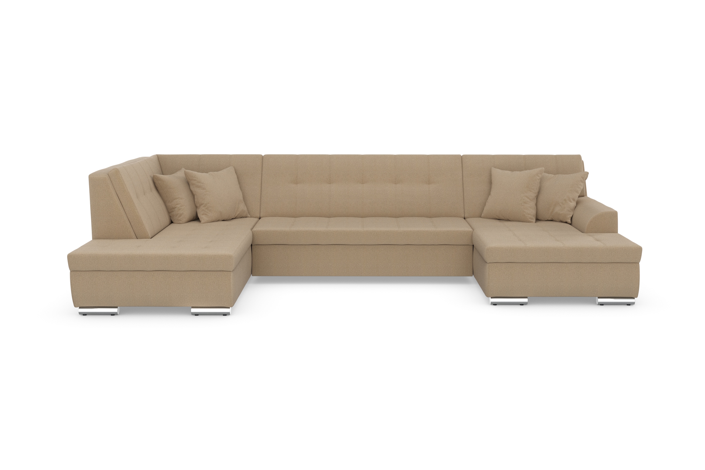 DOMO collection Wohnlandschaft "TREVISO inkl. Zierkissen, moderne Steppung, XXL: 364x201x83 cm" wahlweise mit Bettfunktion, in vielen Bezugsarten auch in Cord U-Form