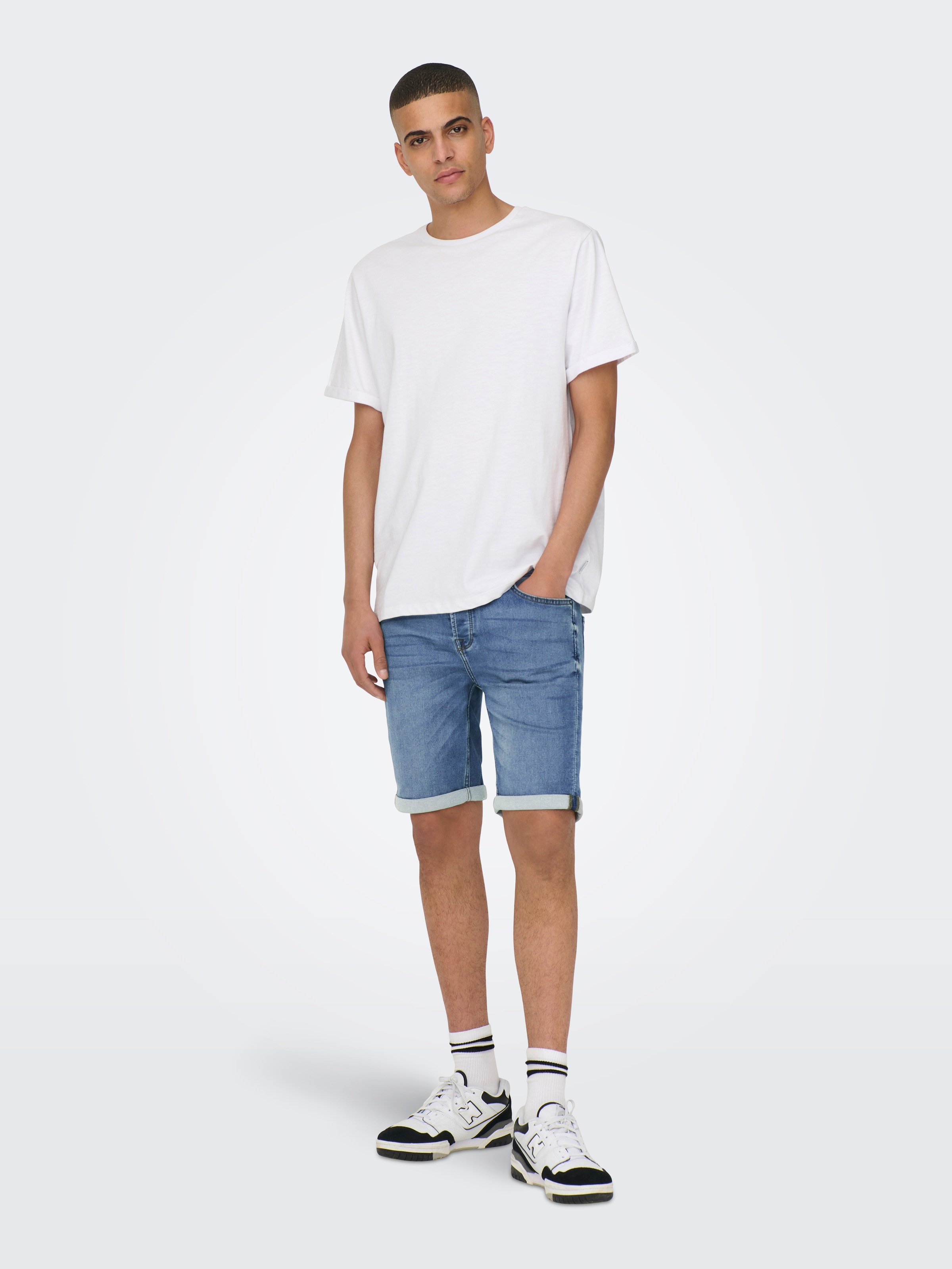 ONLY & SONS ONSPLY Light Blue Denim Shorts Size L 3