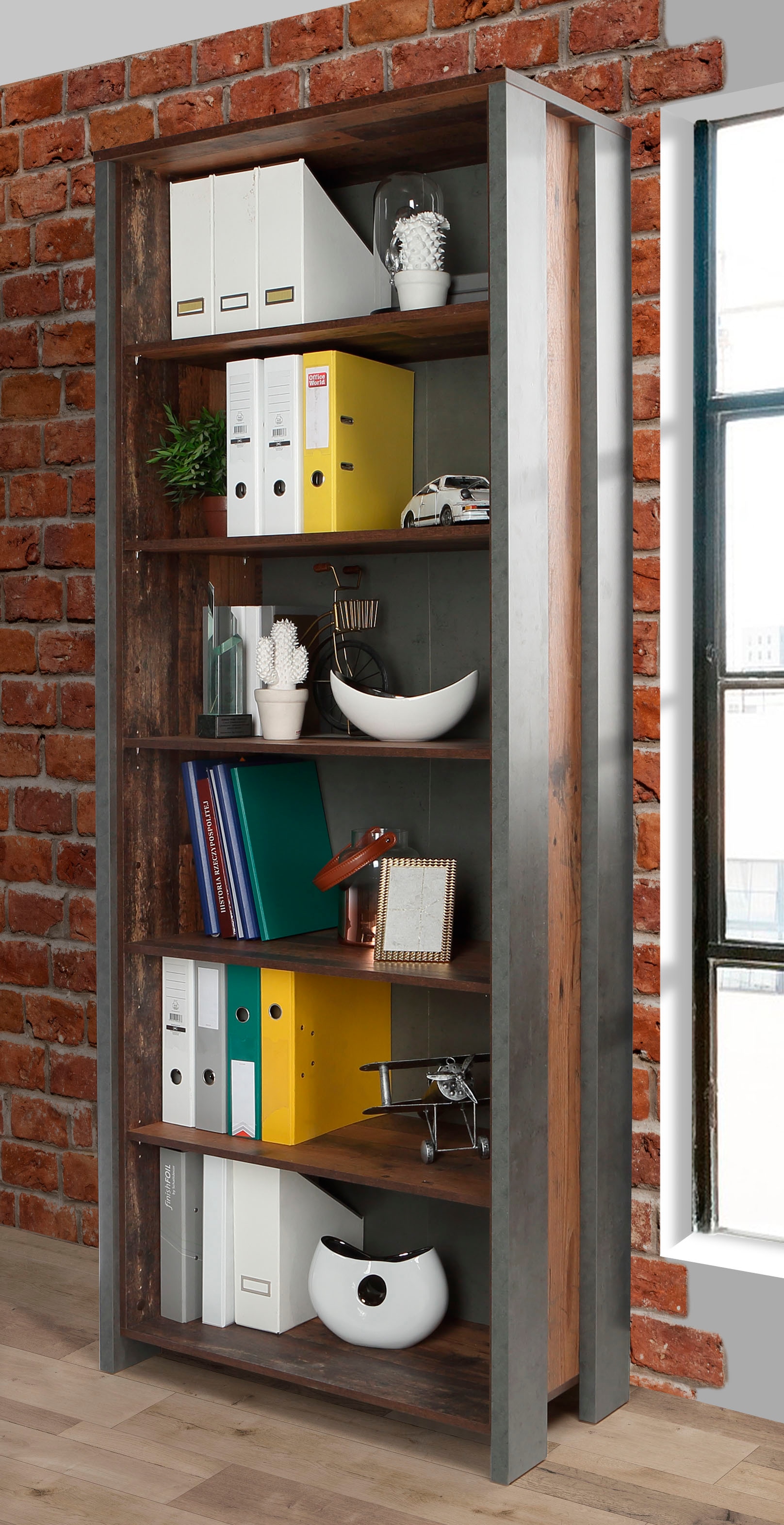 FORTE Aktenregal »Clif«, Bücherregal im Industriestil, Höhe 220,7 cm