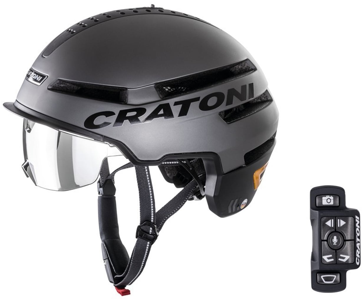 Cratoni Fahrradhelm "Pedelec Helm Smartride", eingebautes Rücklicht und Blinker, mit Fernbedienung