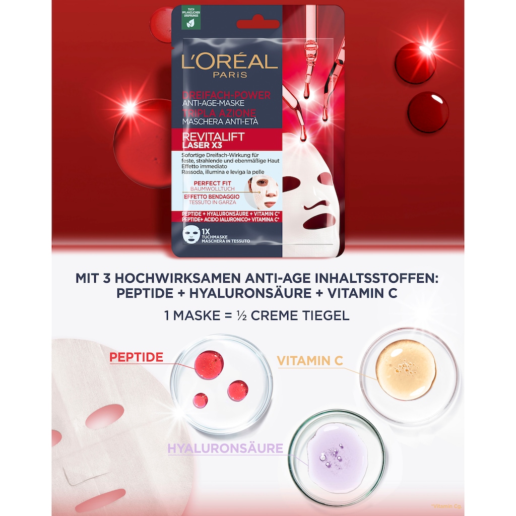 L'ORÉAL PARIS Gesichtsmaske »L'Oréal Paris Set: 5x Revitalift Laser Tuchmasken«