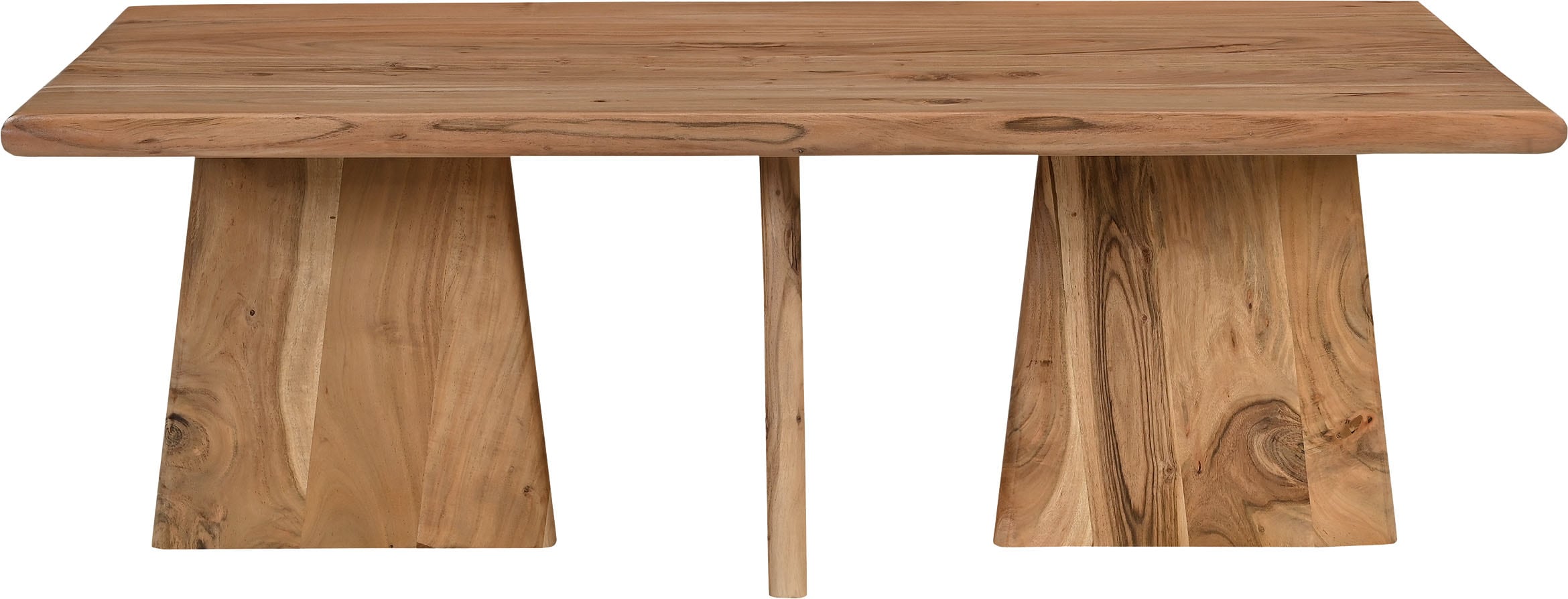 SIT Couchtisch "Gaborone aus Akazie 130x70 cm mit natürlicher Maserung" 4 cm starke Akazienplatte mit asymmetrischem Holzgestell