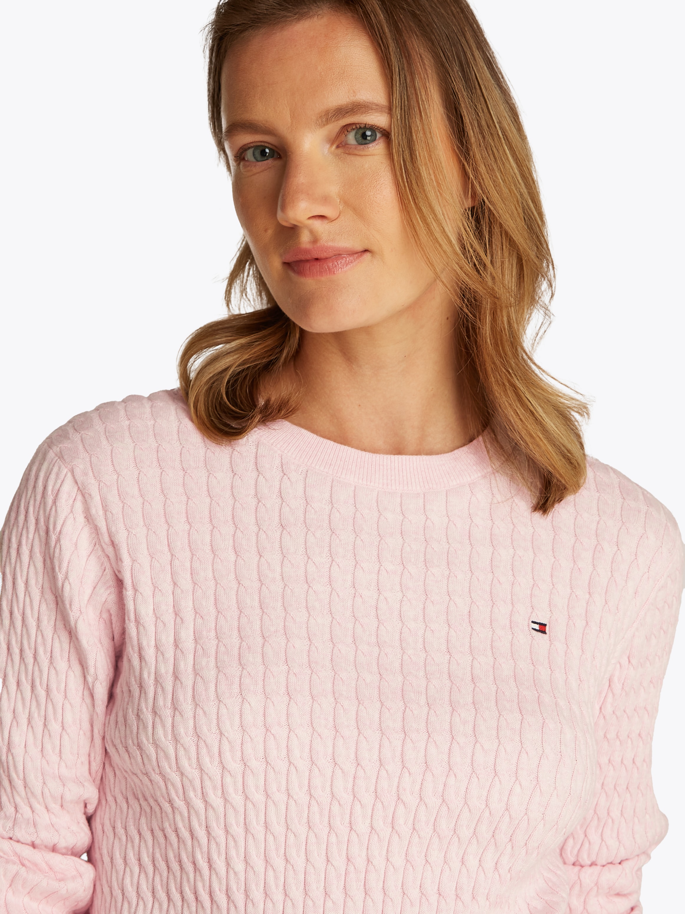 Tommy Hilfiger Rundhalspullover "CO CABLE C-NK LS SWEATER", mit Zopfmuster günstig online kaufen