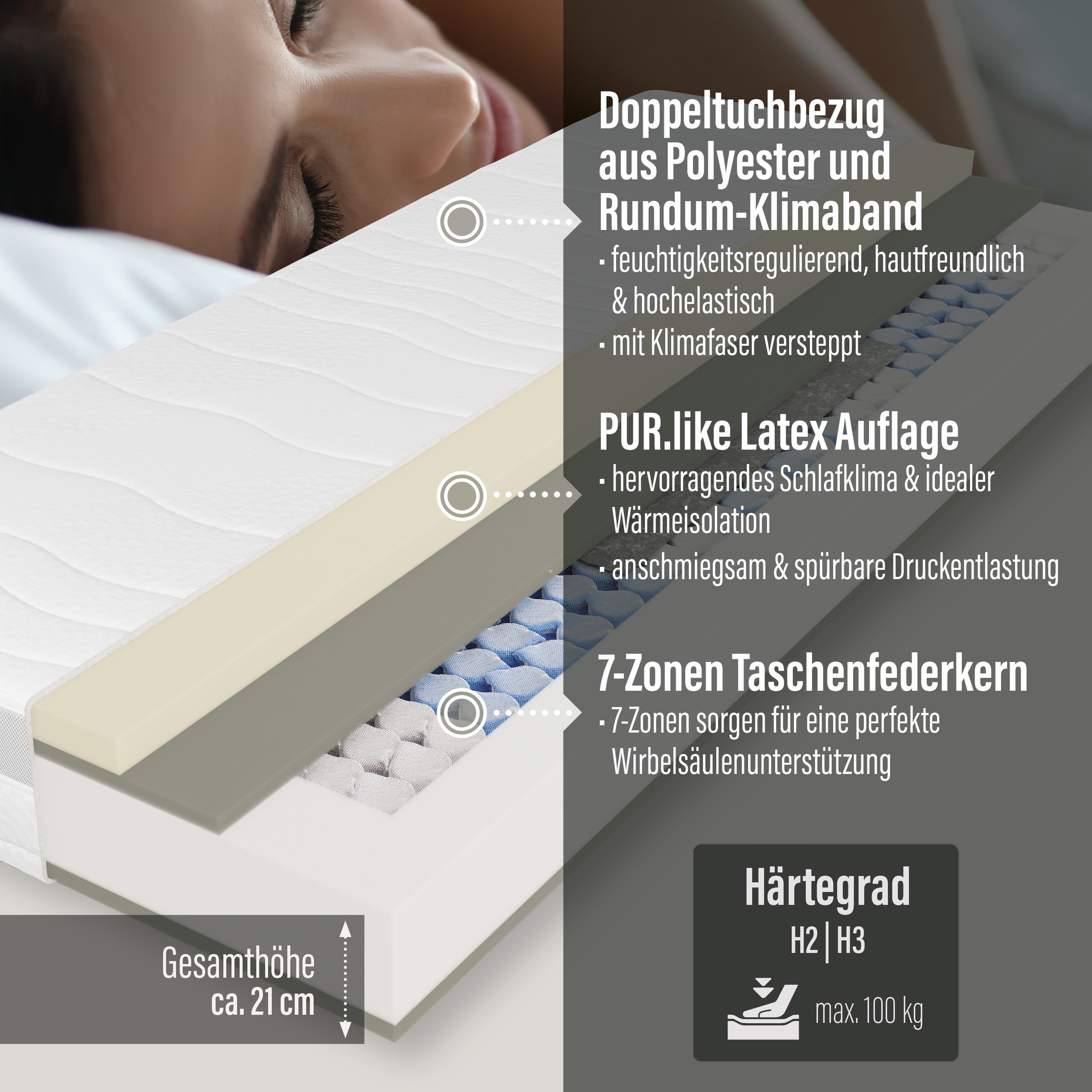 Beco Taschenfederkernmatratze "Feel Like Latex ONE TFK - GOLD, Matratze 90x günstig online kaufen