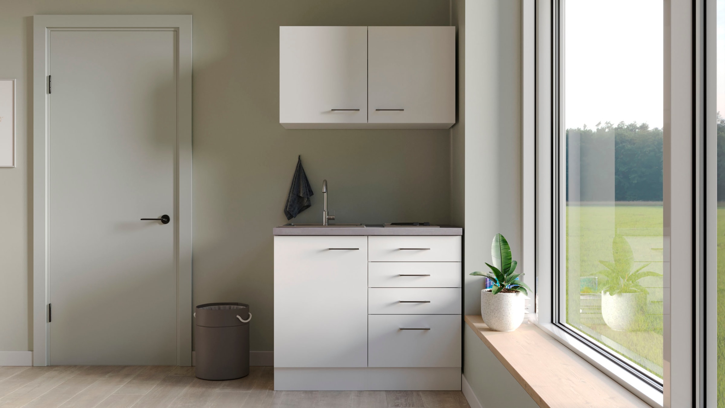 Flex-Well Küchenzeile »Kopenhagen«, Breite 100 cm, mit Kochfeld und Spüle, in weiteren Farben erhältlich