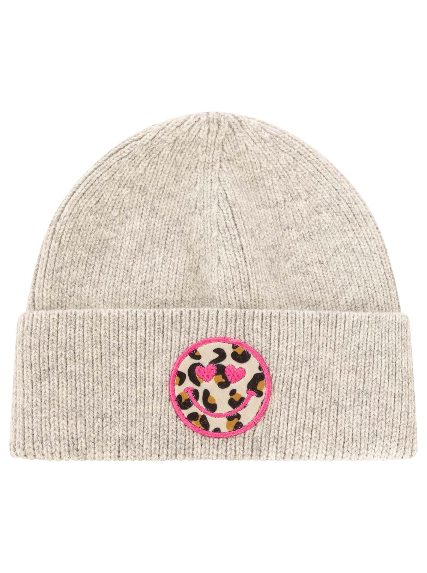 Zwillingsherz Beanie ""Smile"-KIDS" Leo-Patch, breiter Umschlag, gerippt, mit Wollanteil