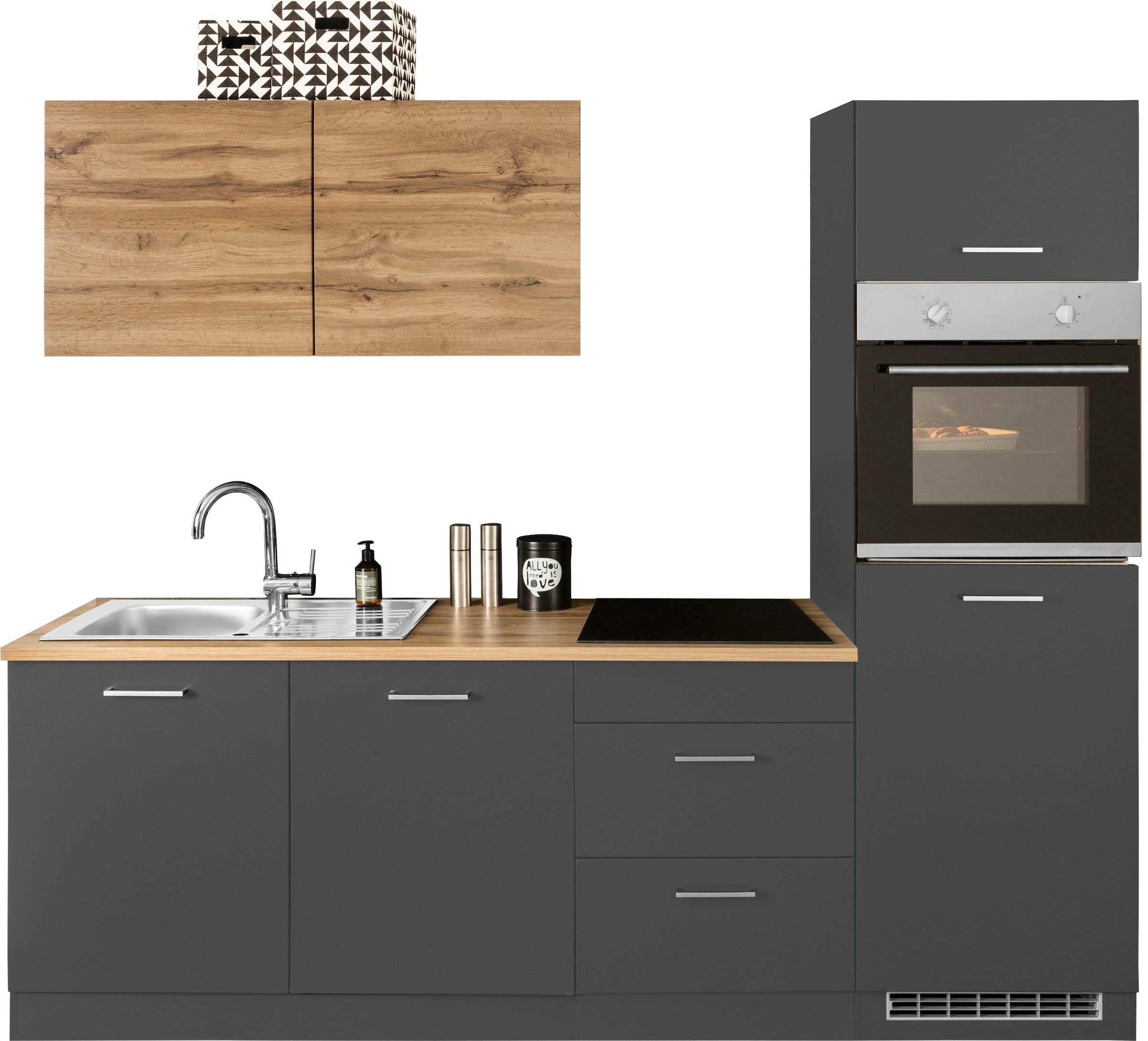 Küchenzeile »Kehl«, ohne E-Geräte, Breite 240 cm, für Kühlschrank und Geschirrspüler