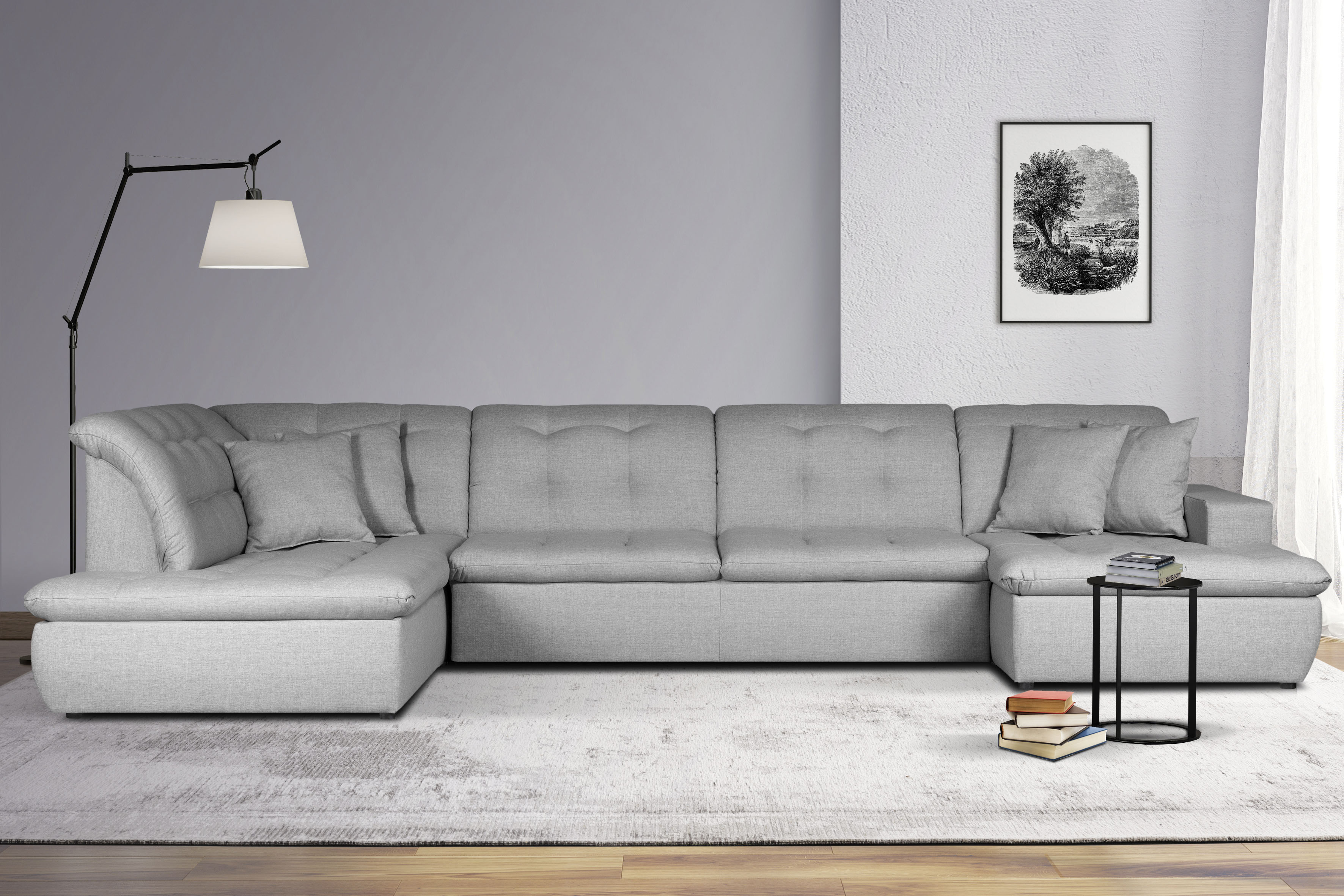 Home affaire Wohnlandschaft "BRISBANE NEU U-Form" mit feiner Steppung, Matten-Optik, incl. Zierkissen