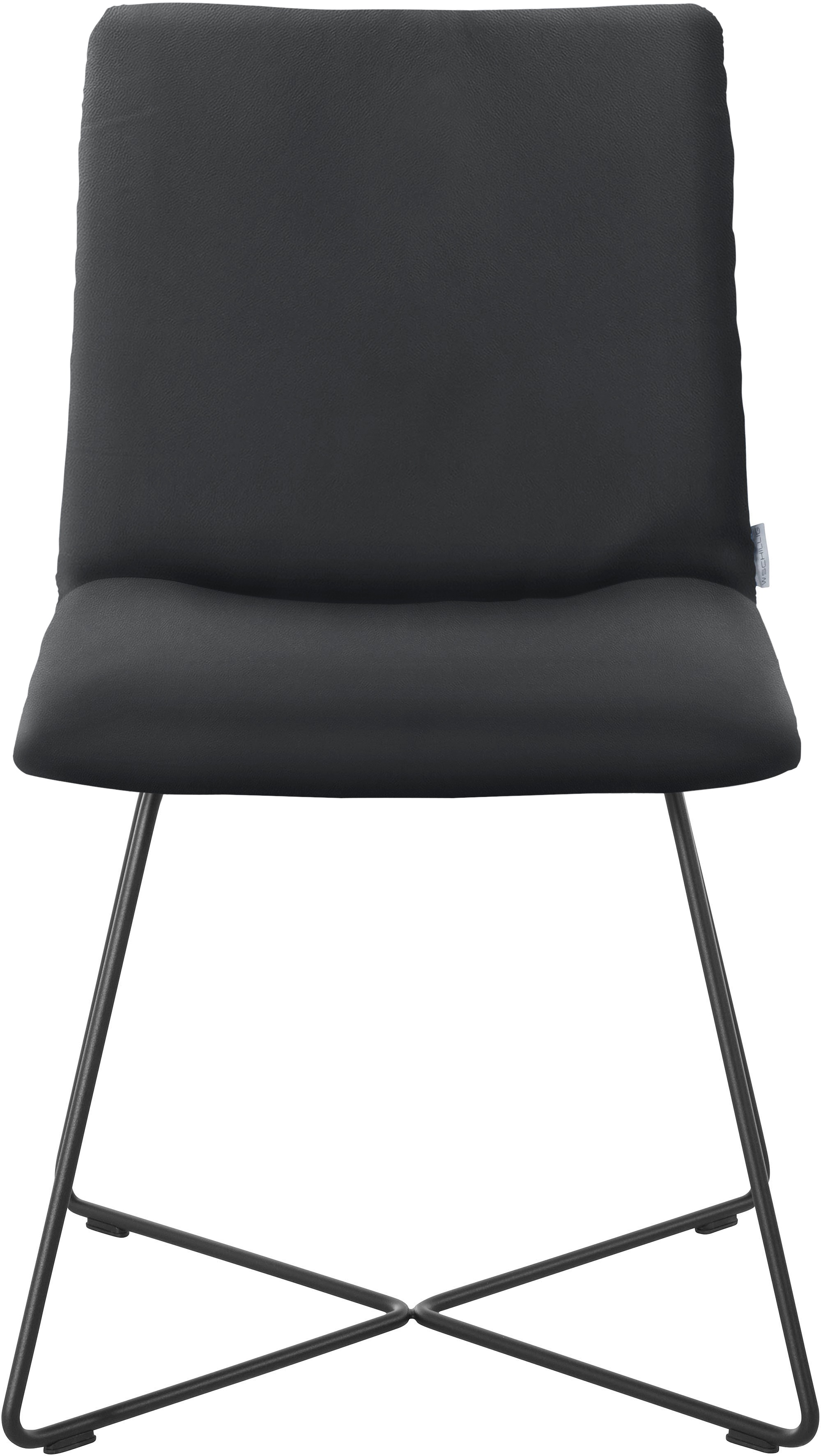 Thumbnail - W.SCHILLIG Polsterstuhl "jakob" () Longlife Xtra-Leder Z59 mit Drahtrohrgestell in Schwarz pulverbeschichtet