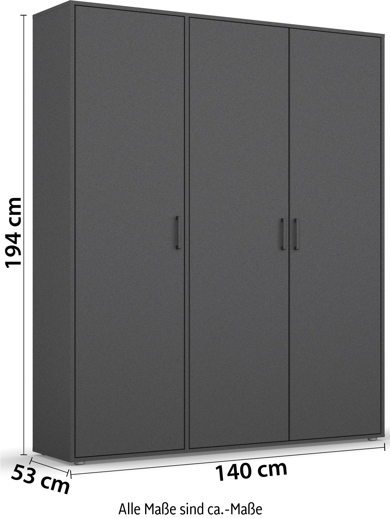 rauch Drehtürenschrank »Kleiderschrank Schrank Garderobe Wäscheschrank TOPSELLER VOYAGER«, mit modernen Griffen in Graumetallic, viel Stauraum MADE IN GERMANY