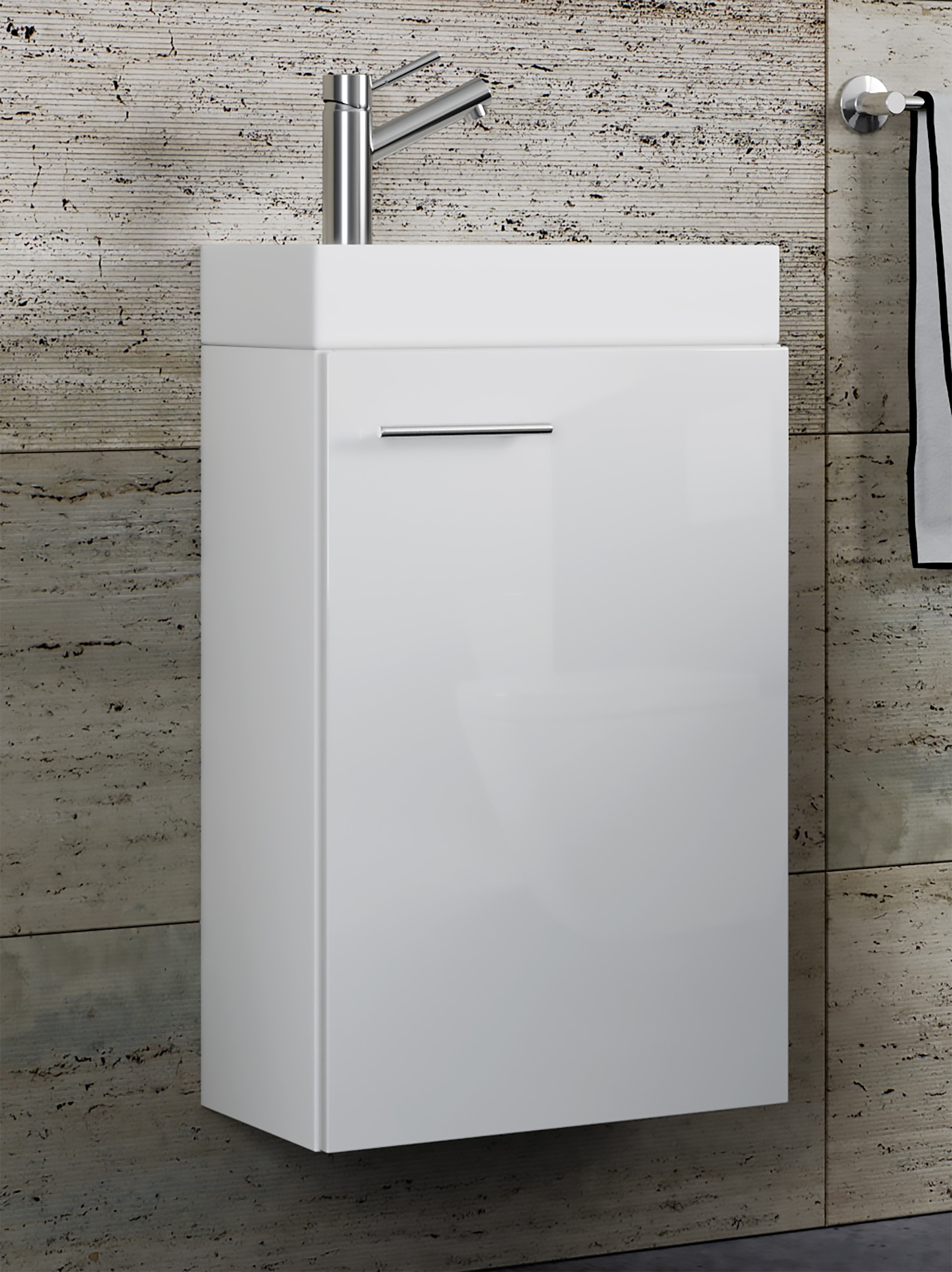 VCM Waschbeckenunterschrank »VCM 2-tlg Set | Waschplatz für Gäste WC | Gästebad | Waschtisch | Badezimmer Set - Slito« 2 Stk. tlg.