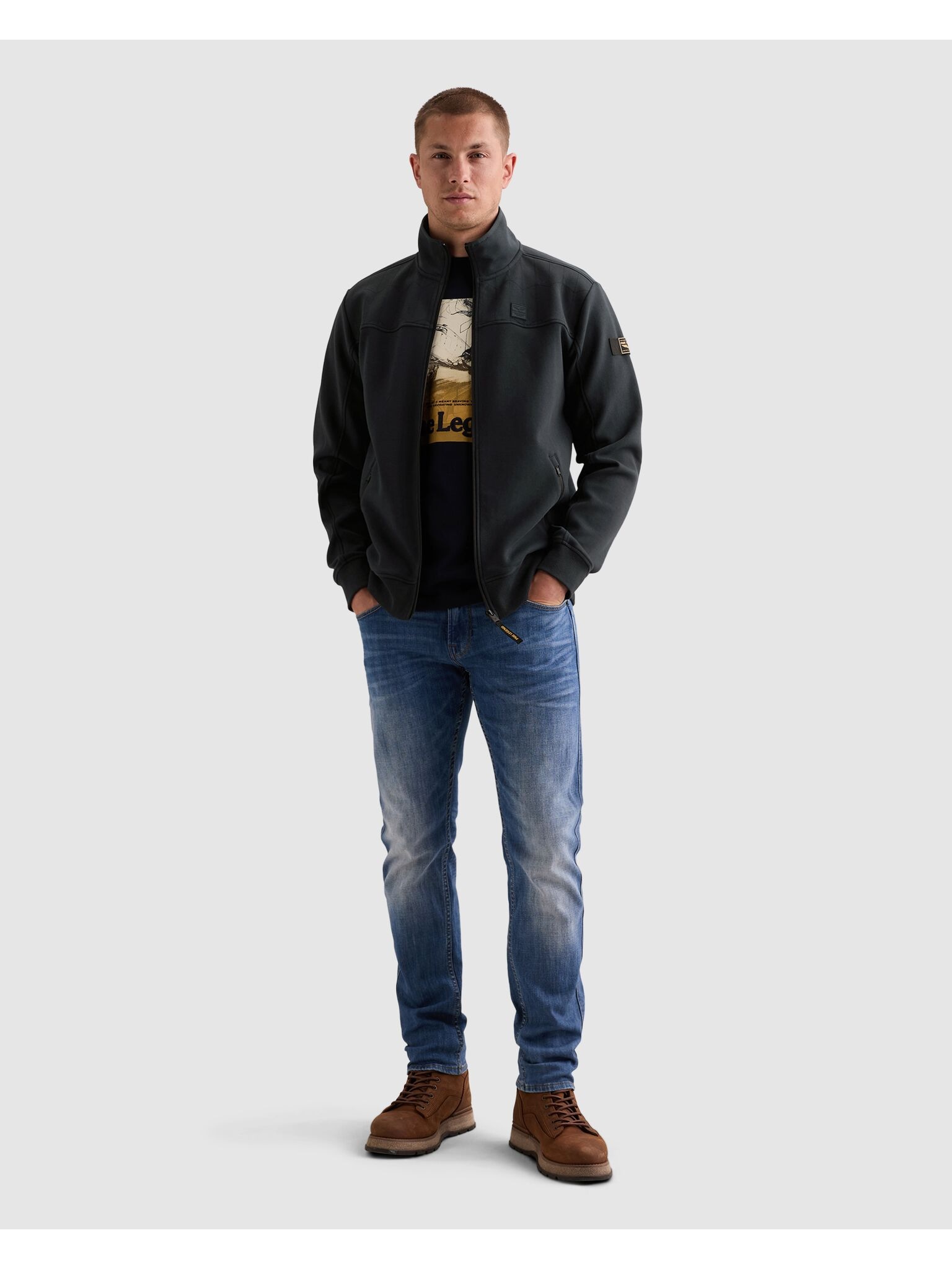 PME LEGEND Sweatjacke Seitliche Reißverschlusstaschen, vordere Passe mit dezenten Ziernähten