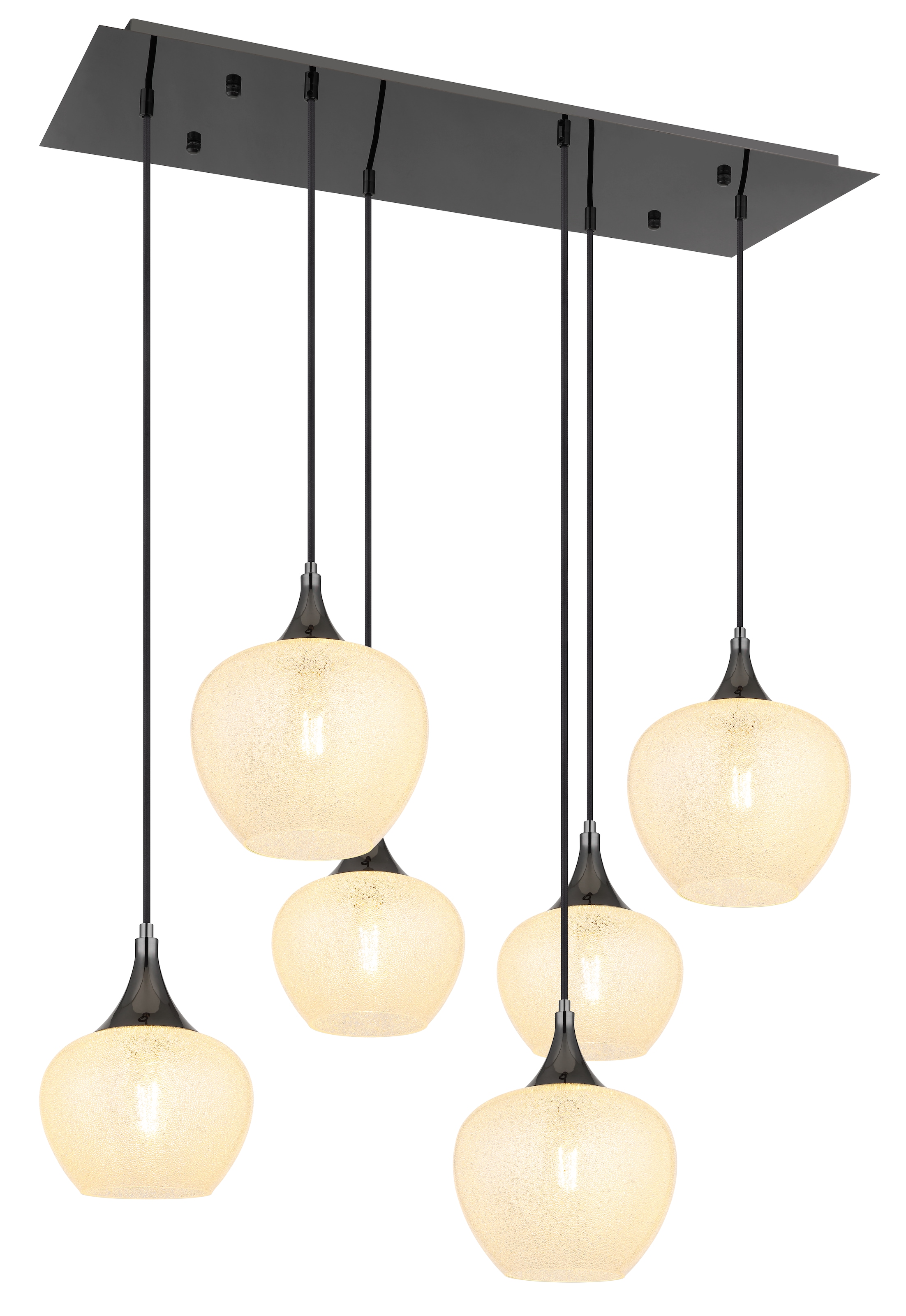GLOBO LIGHTING Hängeleuchte »MAXY«, Leuchtmittel E27 | ohne Leuchtmittel, Hängelampe/Pendelleuchte/schwarz-chrom/Glas klar/Acrylkristalle