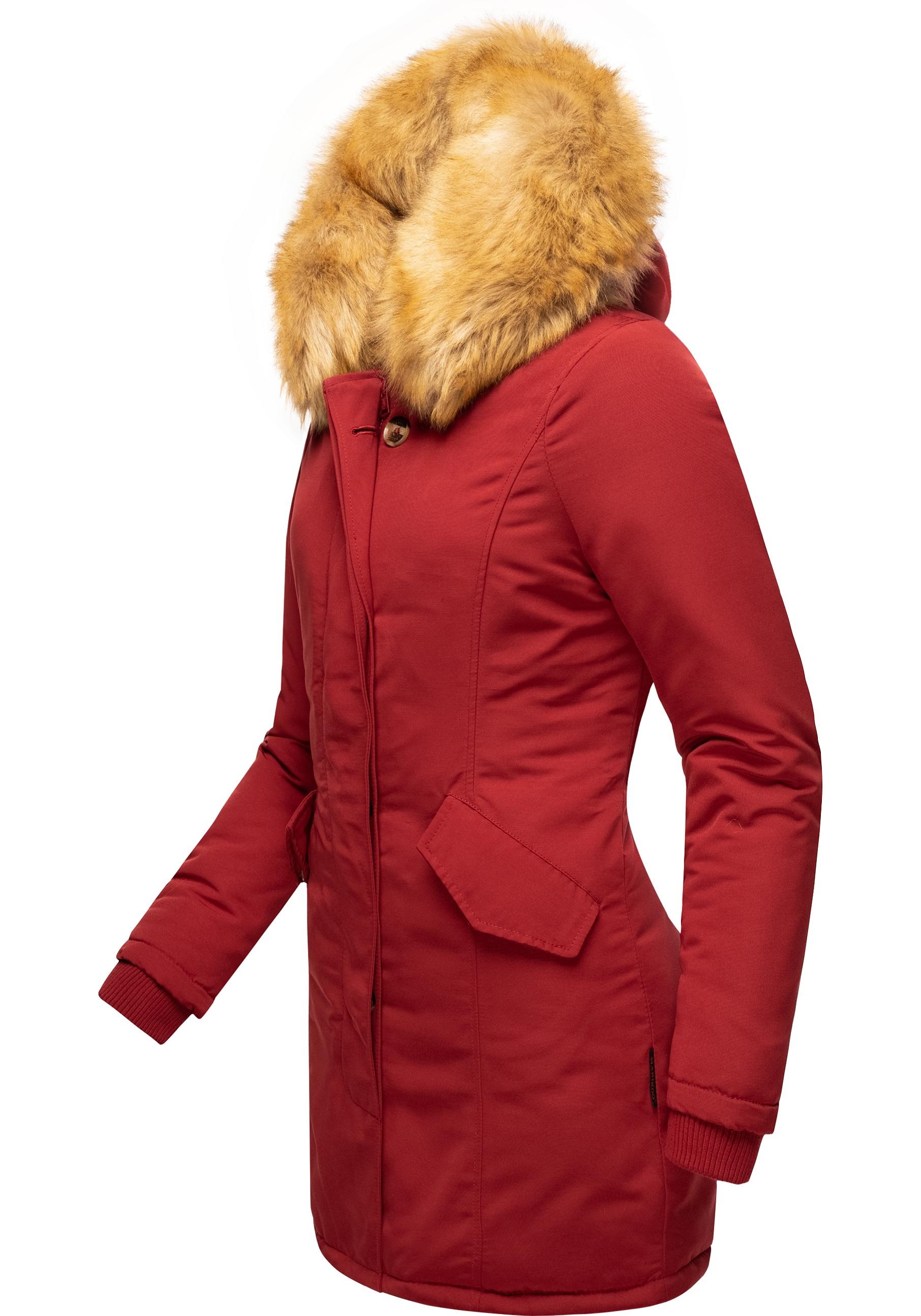 Marikoo Wintermantel »Karmaa« edler Parka mit Kunstfellkapuze