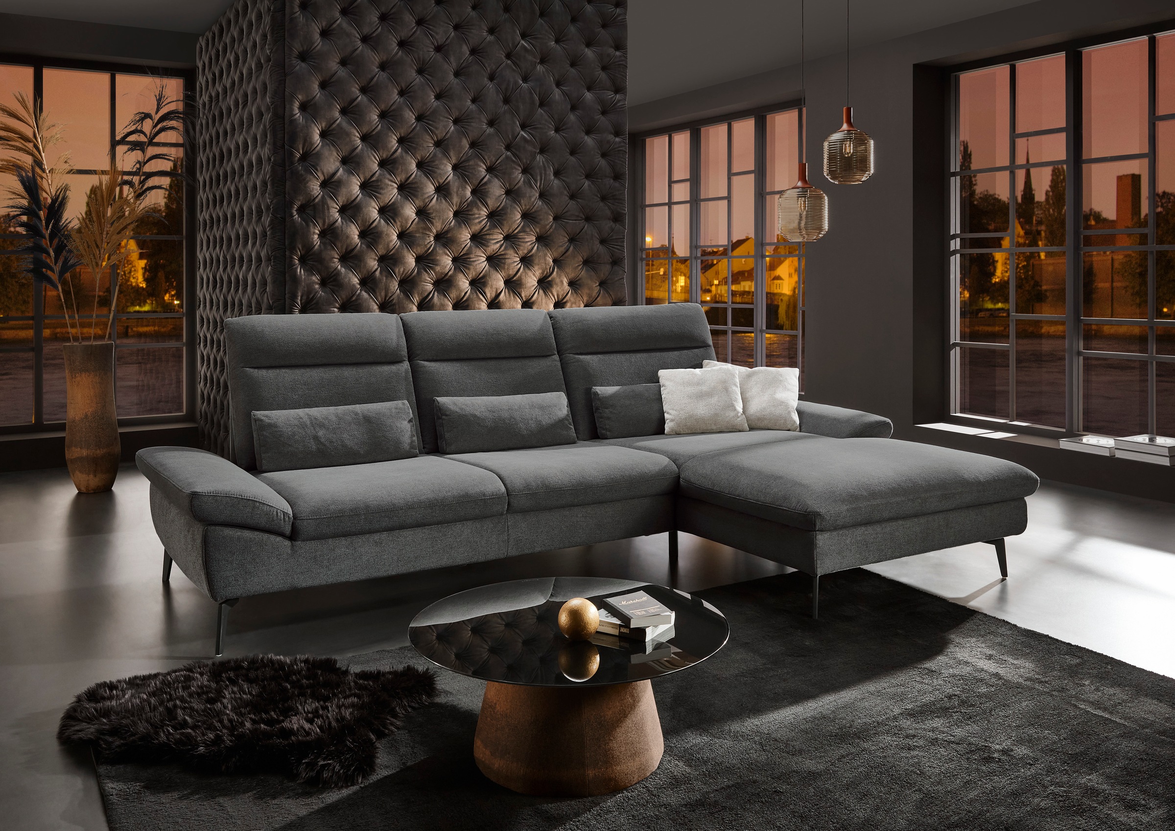 HUKLA Ecksofa "HU-HP22156 L-Form", inkl. Kopfpolsterverstellung, optional m günstig online kaufen