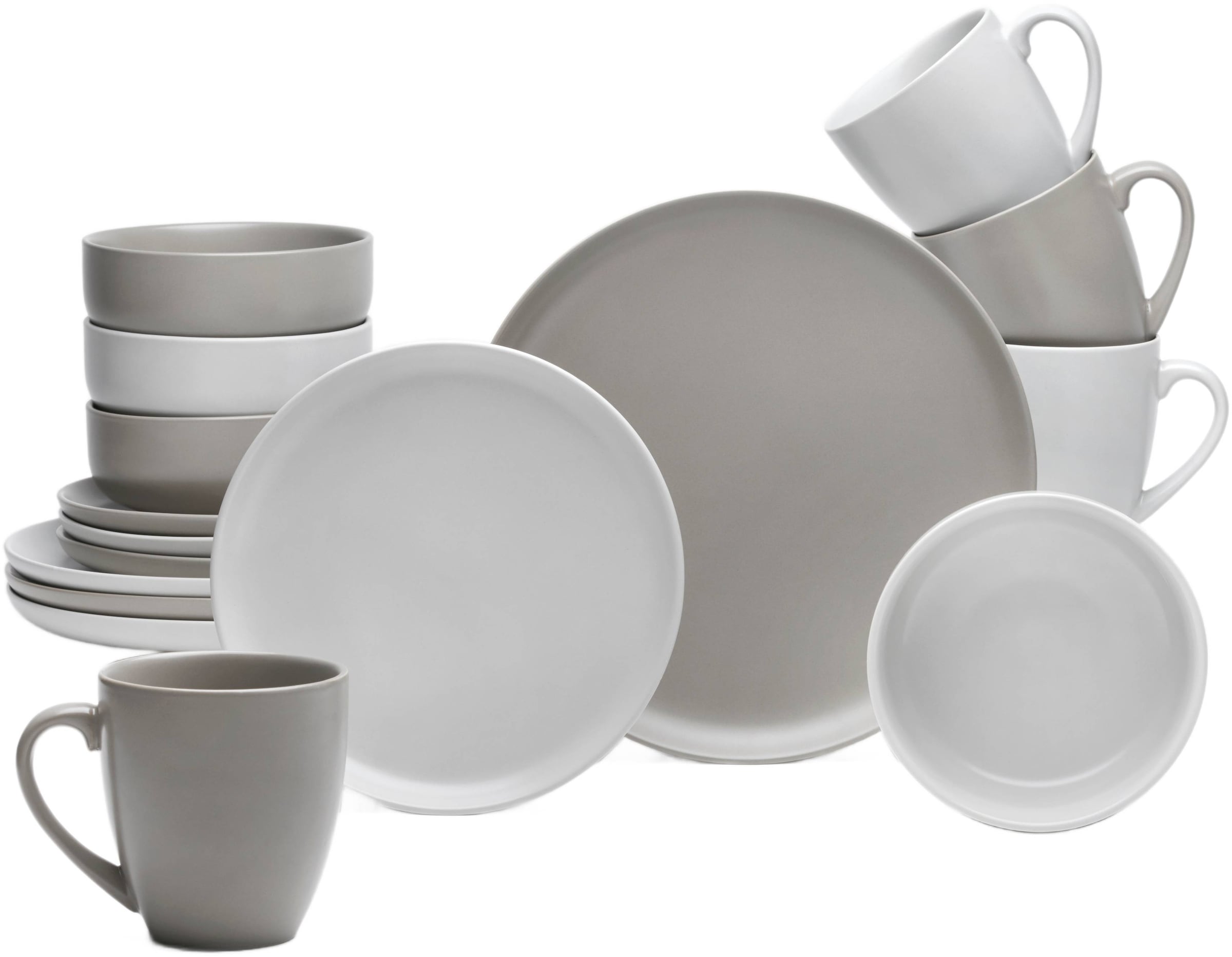 van Well Kombiservice "Geschirr-Set Stockholm, 16-teilig" rund, sand/taupe, günstig online kaufen