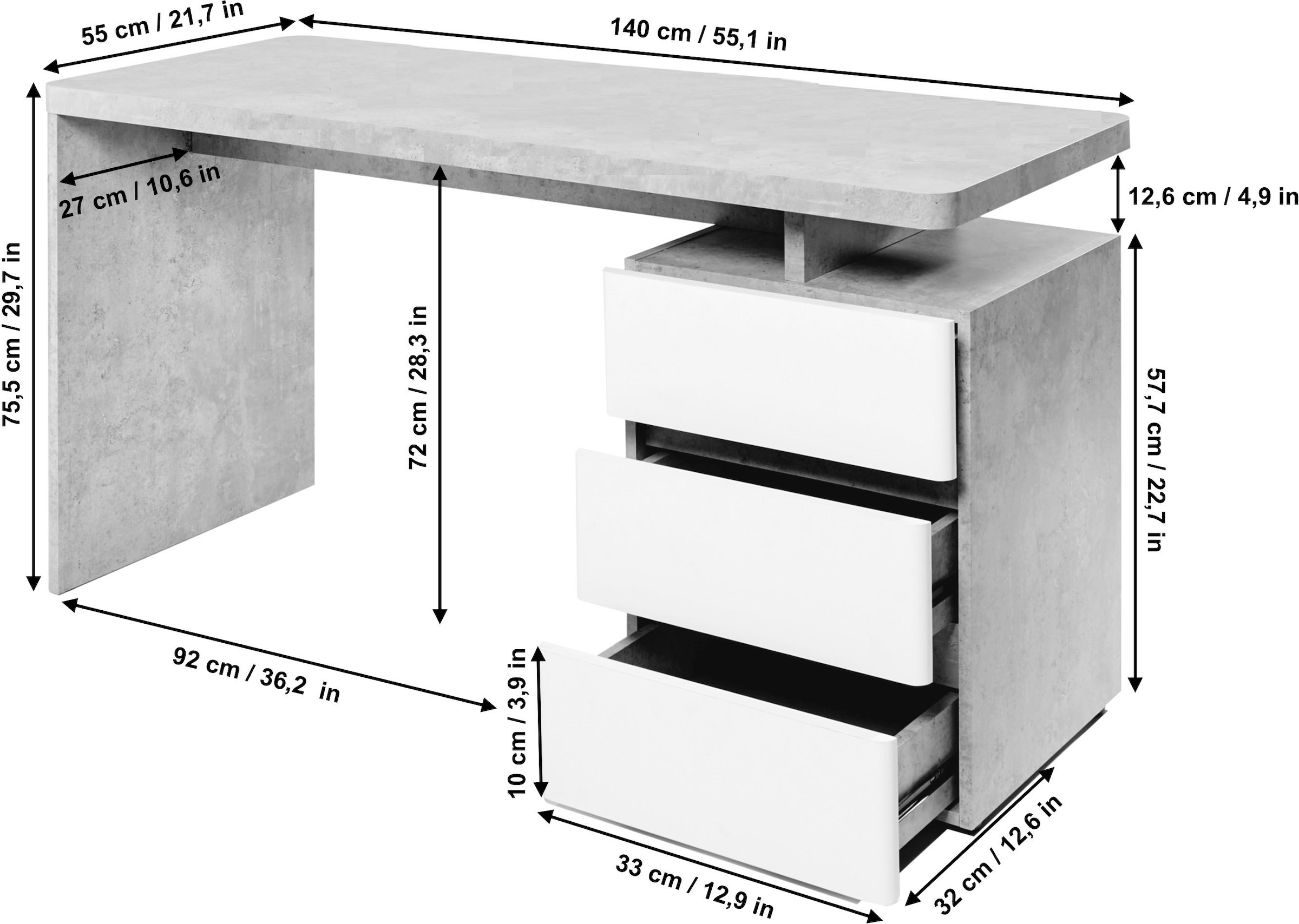 Jahnke Schreibtisch »CU-LIBRE C 240«, wechselseitig montierbar