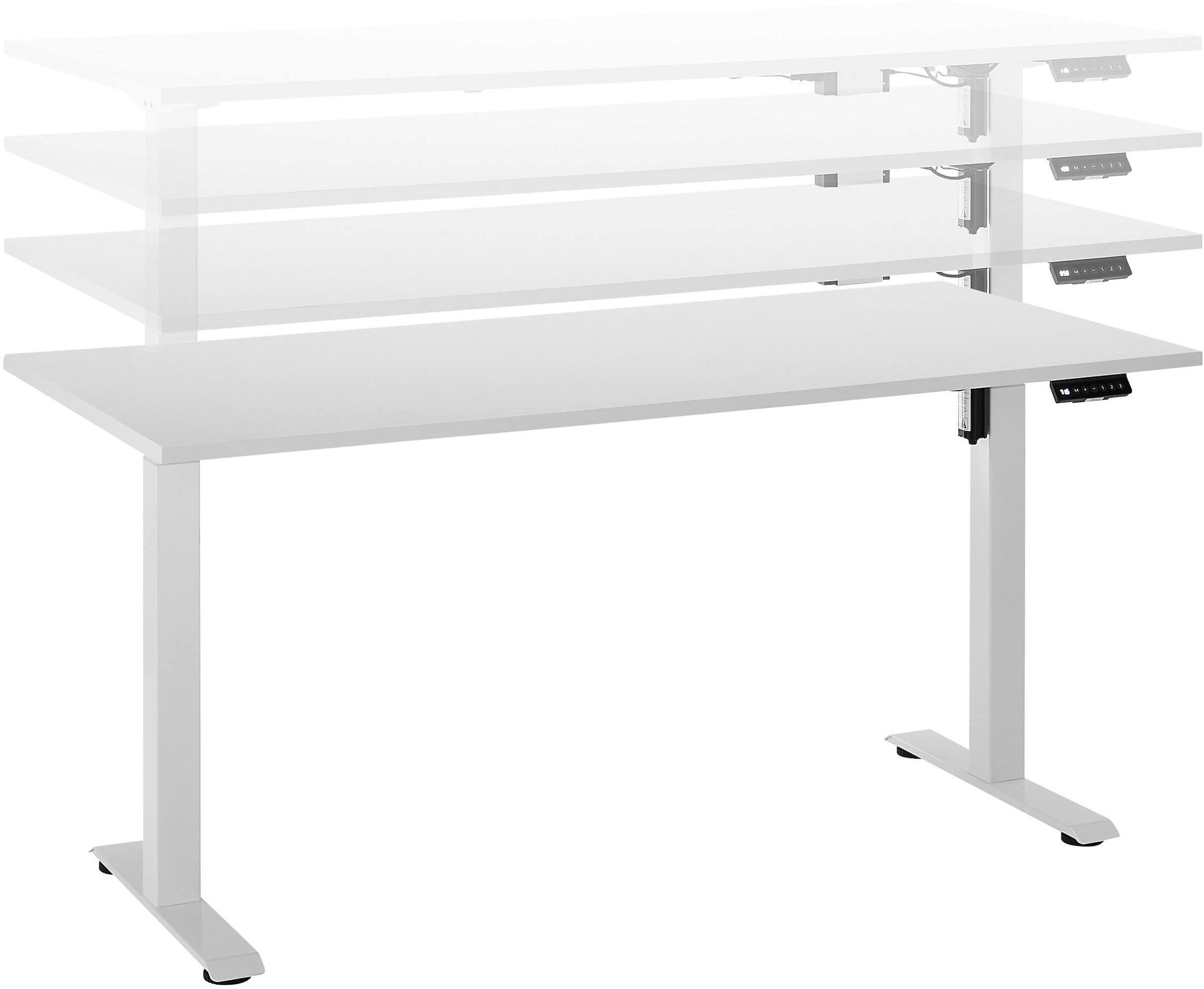 BEGA OFFICE Schreibtisch, (2 St.), Breite 137 cm, stufenlos höhenverstellbar 74-117 cm