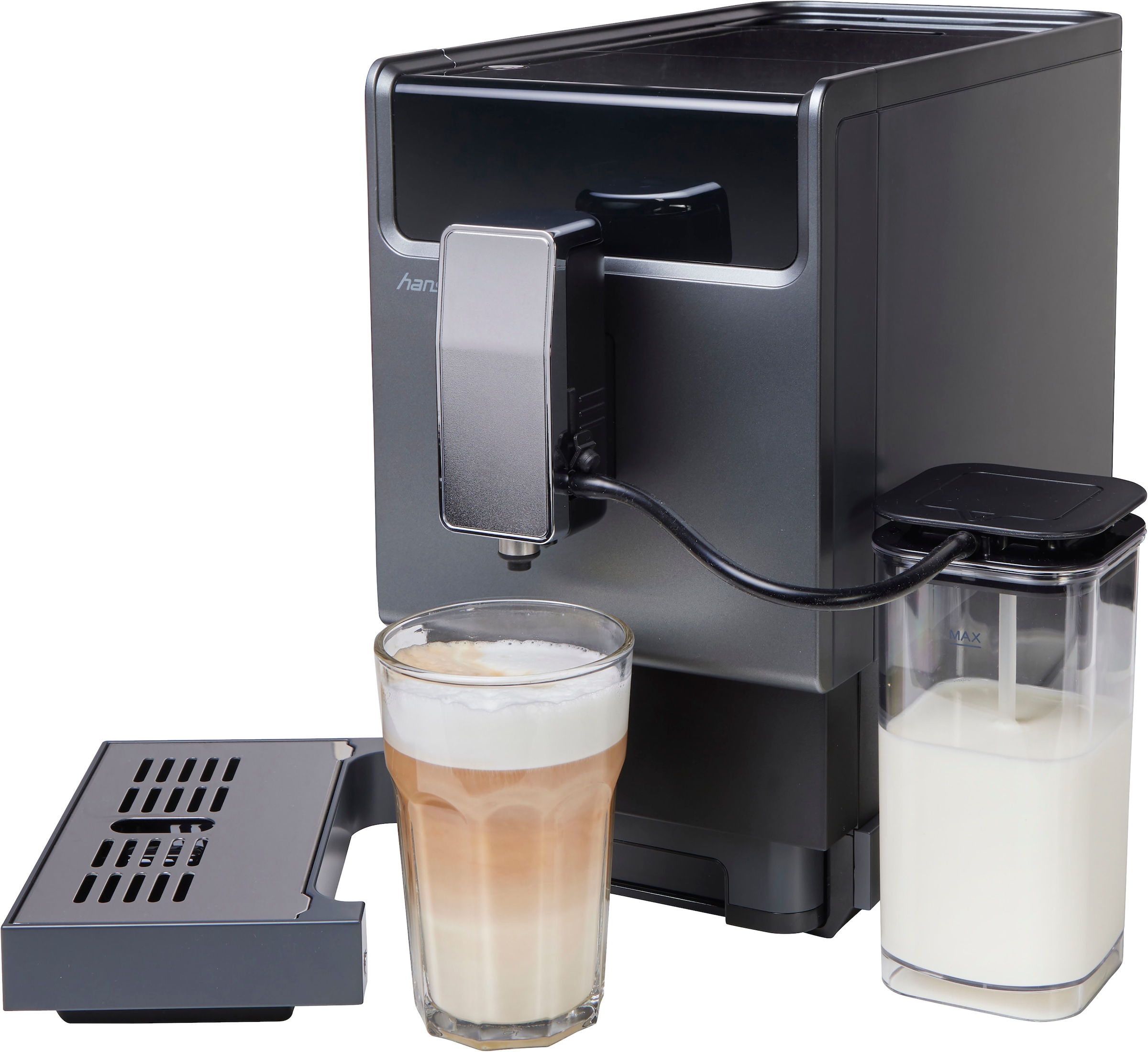 Hanseatic Kaffeevollautomat »HACM121470ST«, magnetisch, abnehmbare Tassenabstellfläche, zwei separate Milchtanks