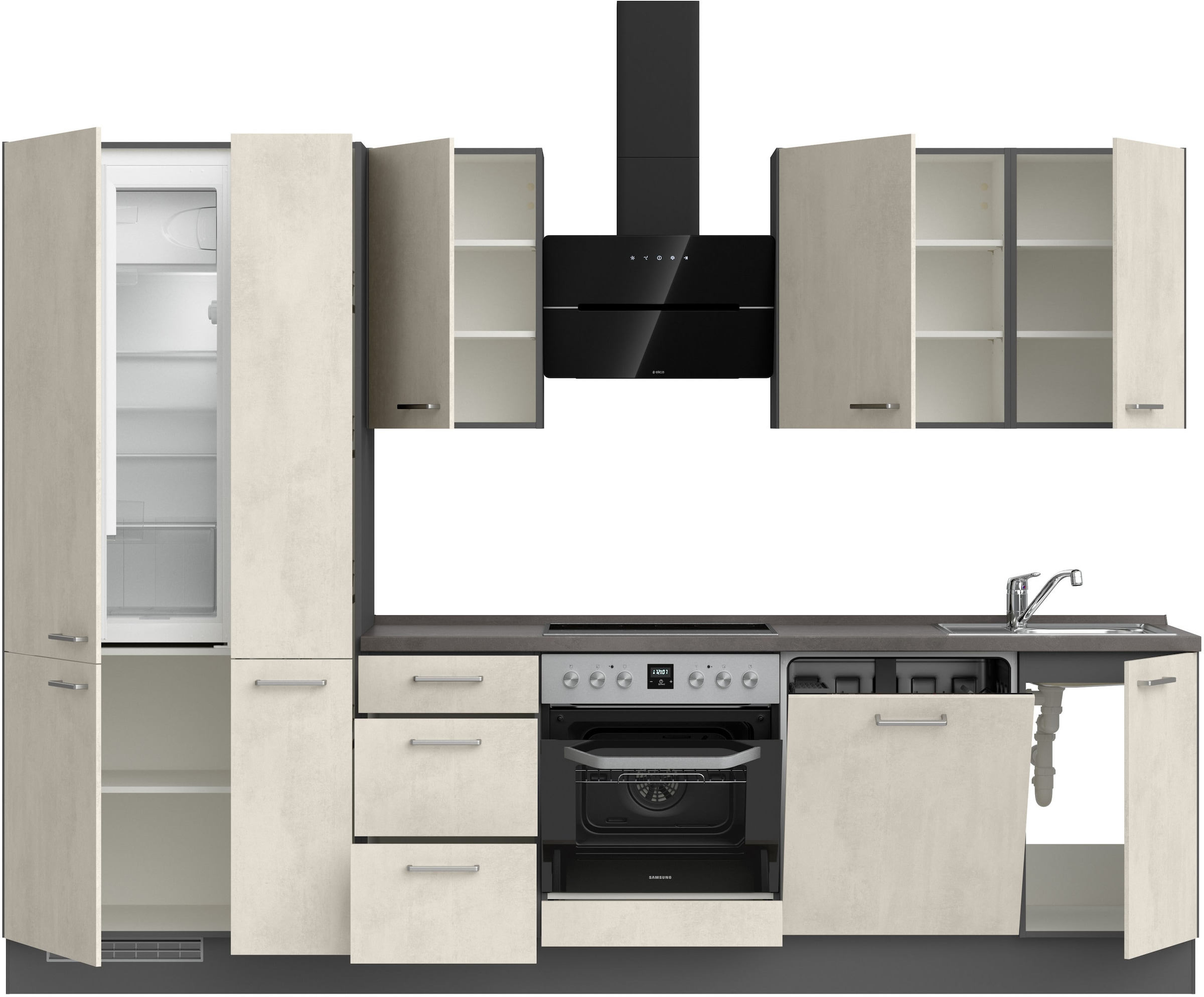 nobilia® Küchenzeile »"Riva II"«, vormontiert, Ausrichtung wählbar, Breite 300 cm, wahlw. mit E-Geräten