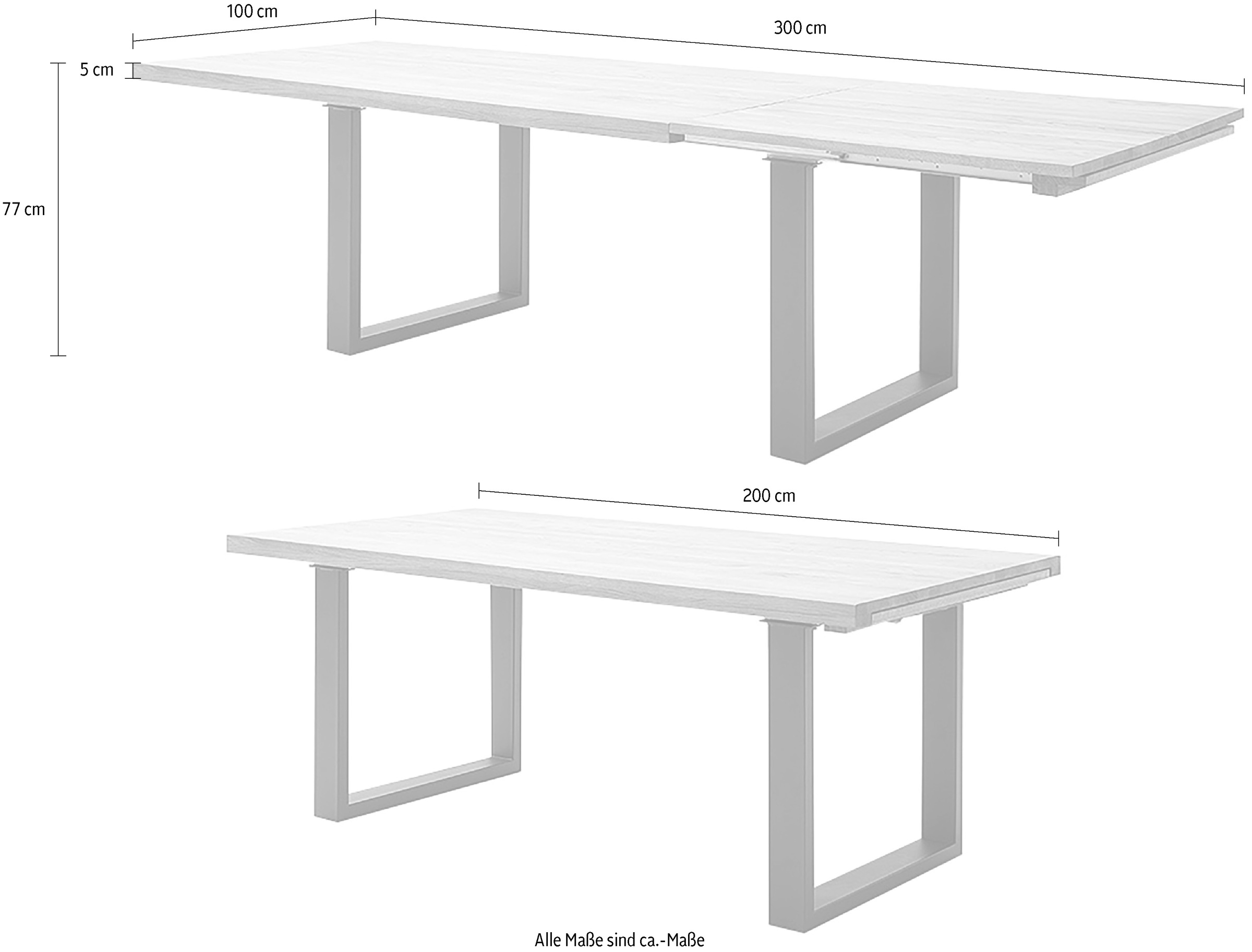 MCA furniture Kulissen-Esstisch »Dayton Esstisch Kufentisch«, Synchronauszug,ausziehbar,eiche,massiv,extra lang,XXL,belastbar 50 kg
