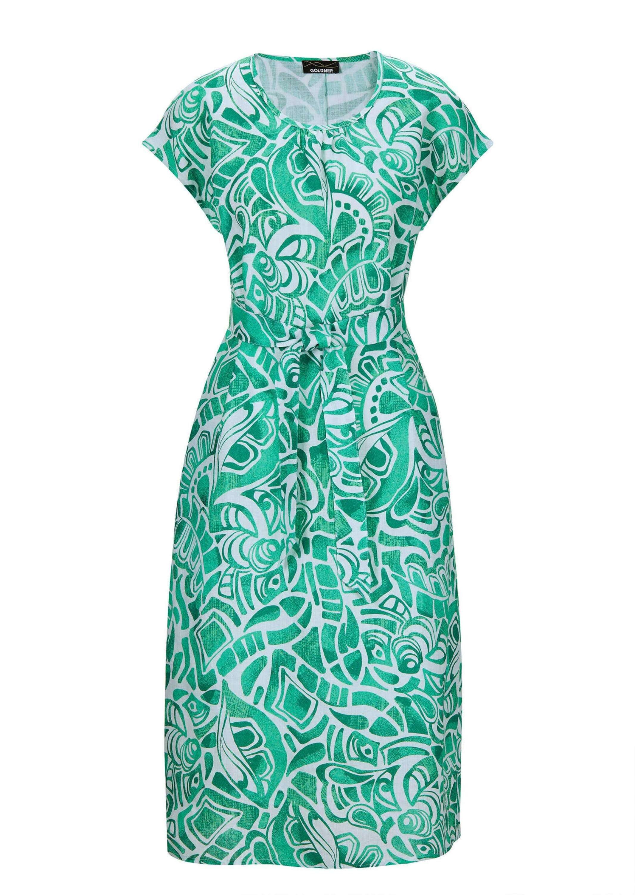 GOLDNER Sommerkleid "Kurzgröße Leinenkleid Ethno, Halbarm" Eingrifftaschen günstig online kaufen