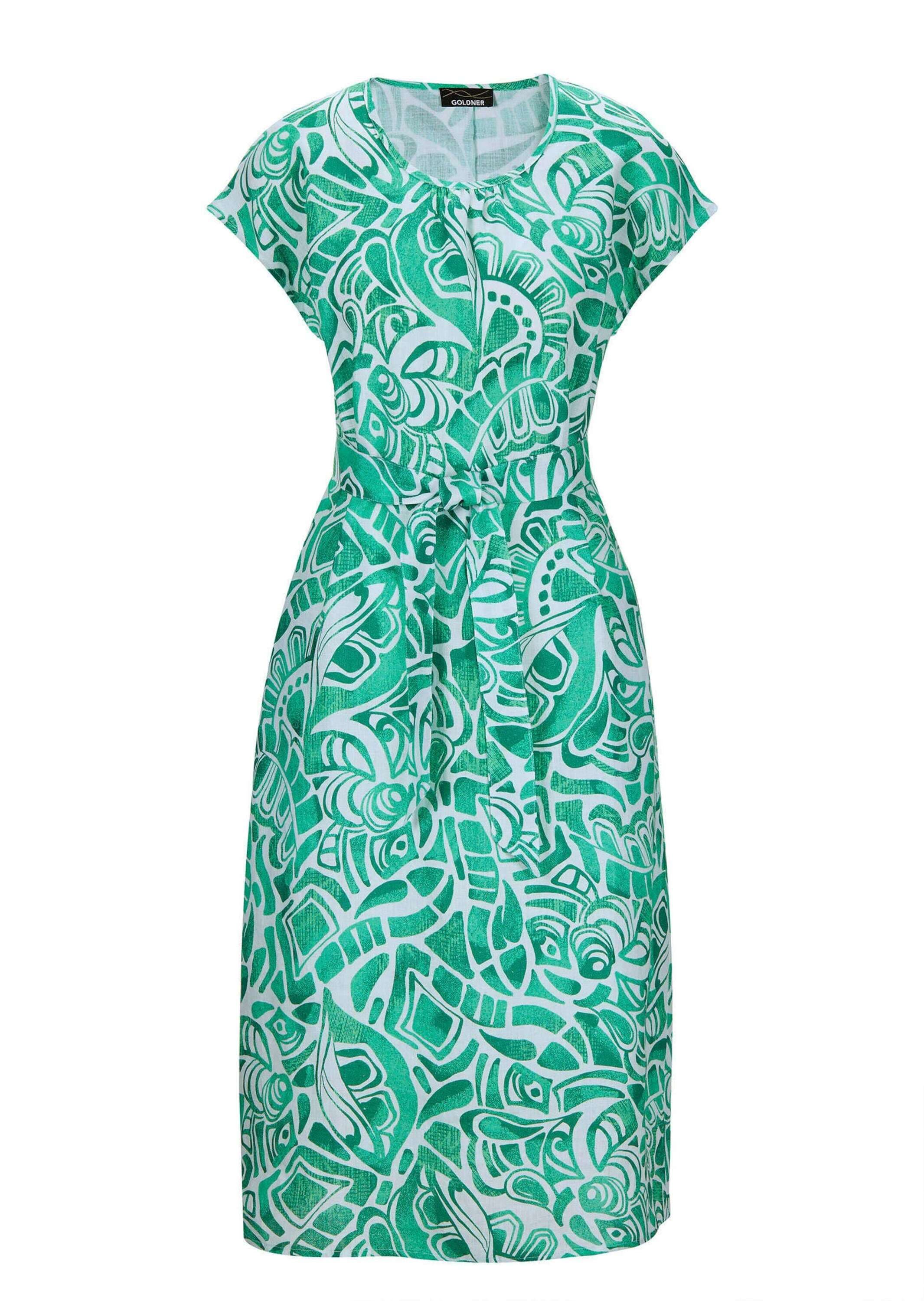 GOLDNER Sommerkleid "Kurzgröße Leinenkleid Ethno, Halbarm" günstig online kaufen