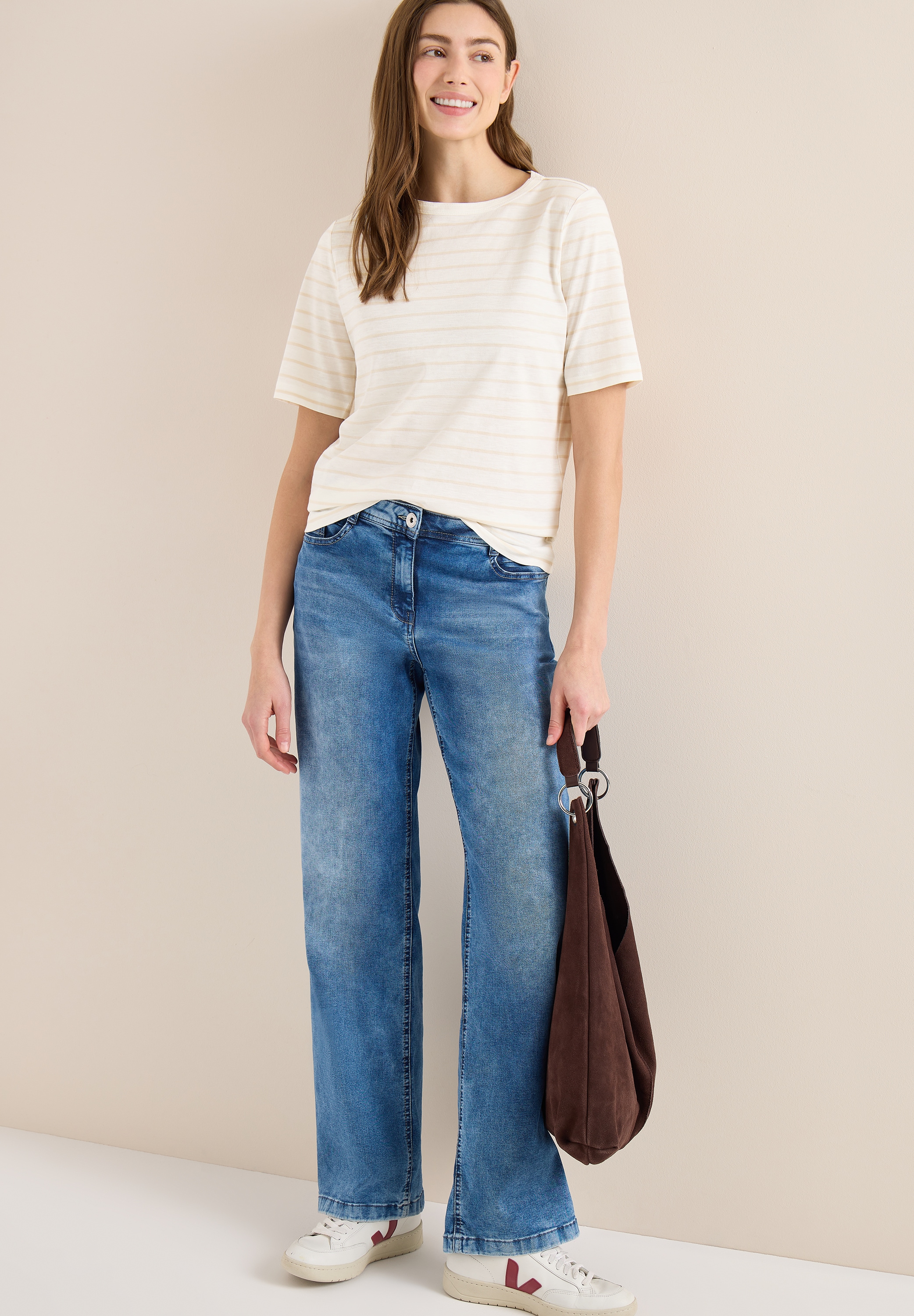 Cecil Rundhalsshirt Sommershirt im Streifen-Look