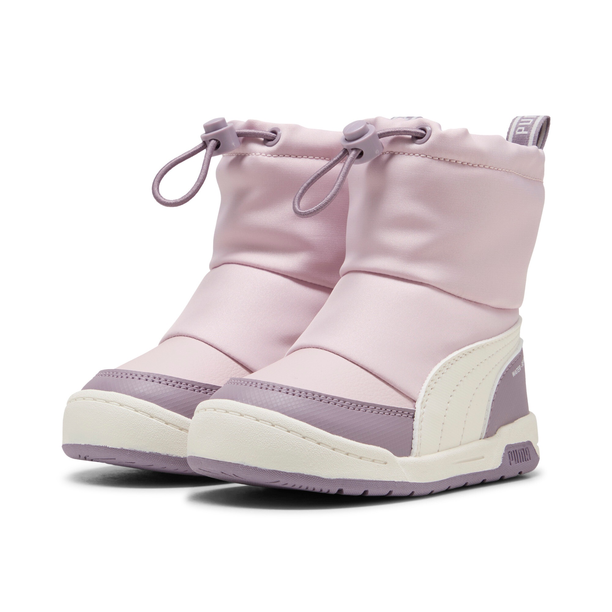 Winterboots PUMA "MULTIFLEX 2 BOOT AC INF", Mädchen, Gr. 22, mauve mist, warm weiß, plum jam, Textil, Schuhe Winterboots, knöchelhoch, profiliertes Laufsohlenprofil, mit Schnürung