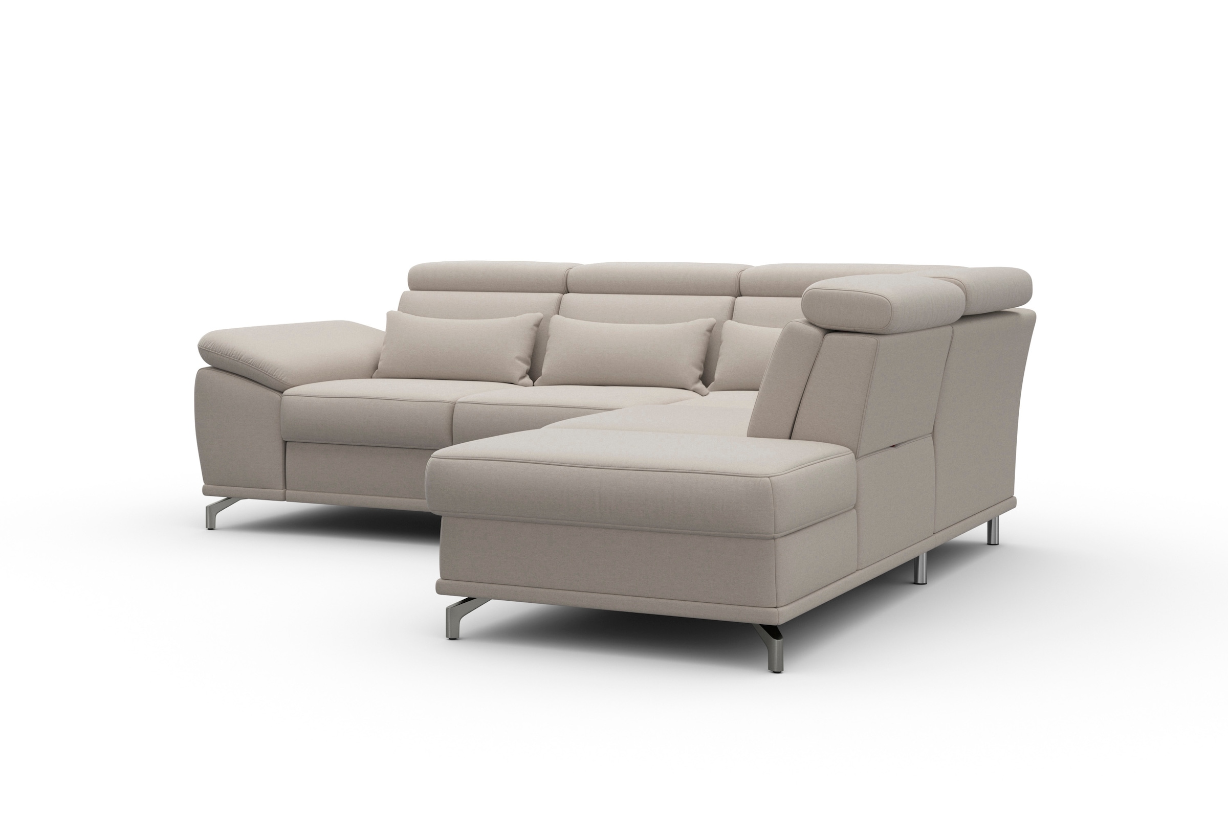 sit&more Ecksofa »Cabrio L-Form«, mit Sitztiefenverstellung und Federkern, 3 Nierenkissen