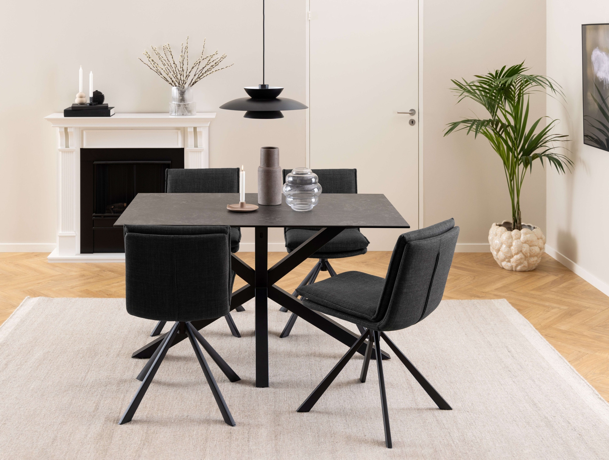 ACTONA GROUP Esstisch »Heaven«, Tisch, Tischplatte aus Keramik, Kreuzgestell, 135x80x75.5cm
