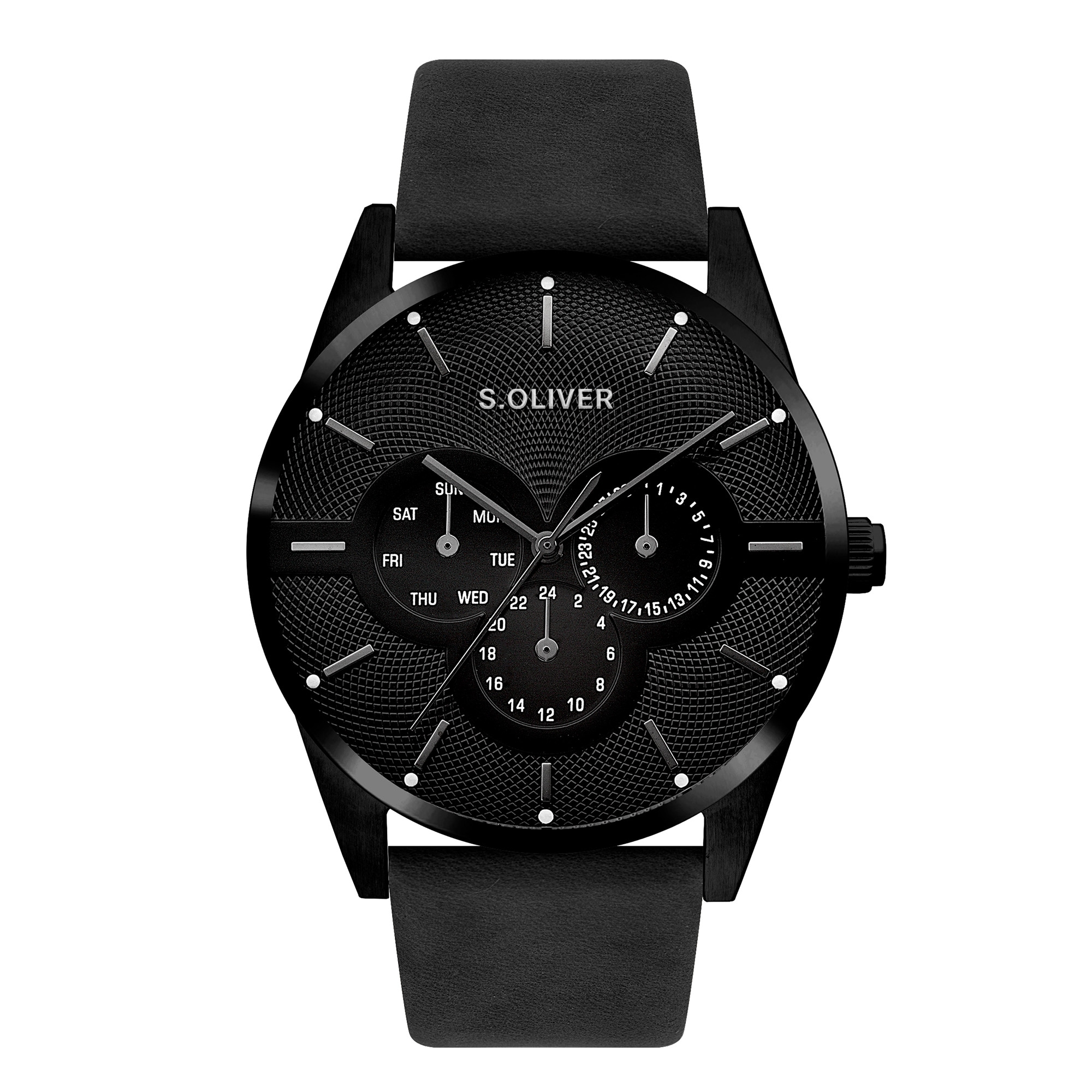 "Multifunktionsuhr S.OLIVER ""Round Basic"", schwarz, Armbanduhren, Herren, Quarzuhr, Armbanduhr, Herrenuhr, analog"