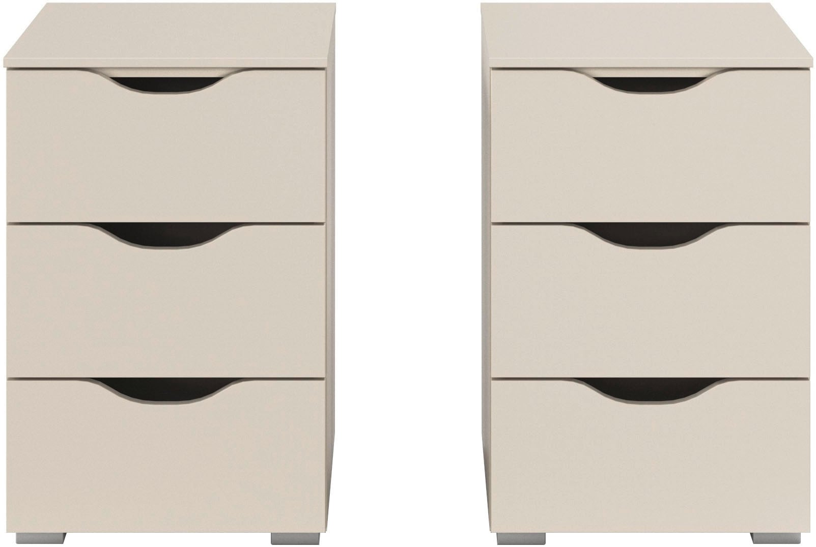 rauch "Nachttisch Nachtschrank Nachtkonsole MARLENE Griffmulden Landhausstil" Set, Breite je 40 cm mit Griffmulden im Landhausstil, 2 Stk. tlg. mit je 3 geräumigen Schubladen und Soft-Close-Funktion MADE IN GERMANY