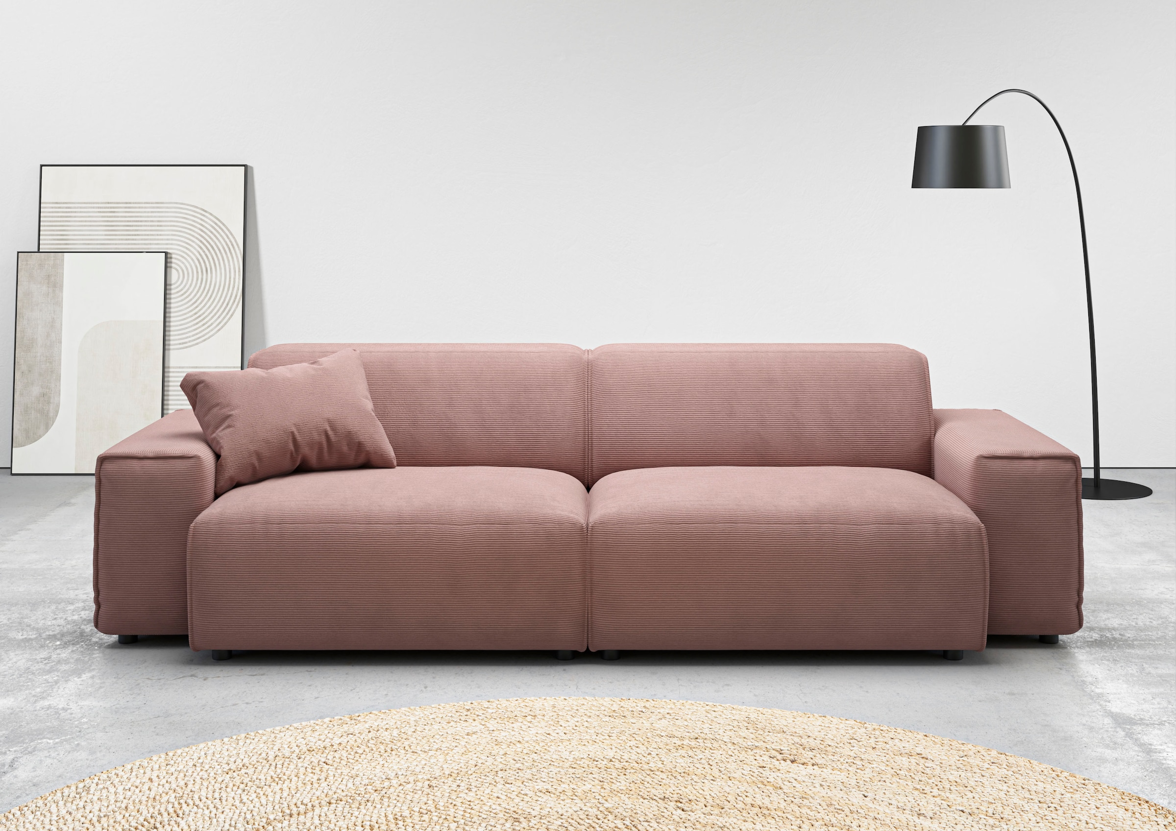 Home affaire Big-Sofa "Glimminge auch in Breitcord, Feincord + Easy care-Bezug," besondere Kedernähte Zierkissen