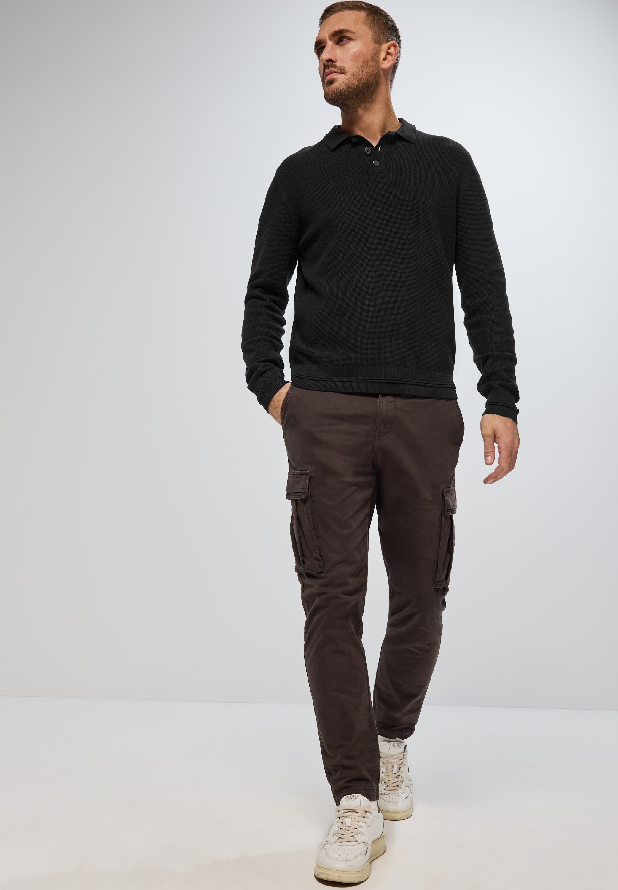 STREET ONE MEN Strickpullover, mit grober Struktur