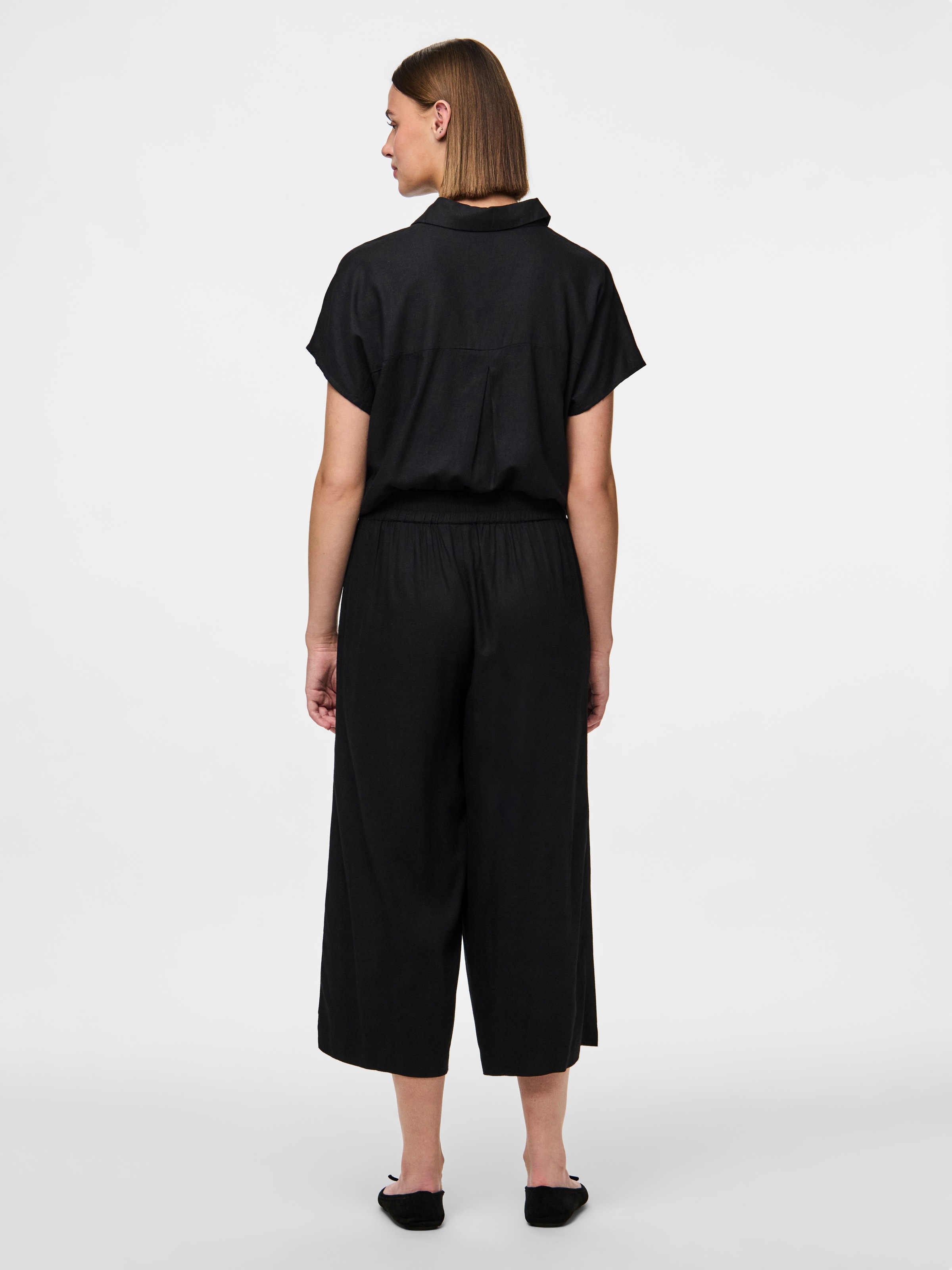 pieces Schlupfhose »PCPIA HW WIDE CULOTTE WVN NOOS«, mit Leinen