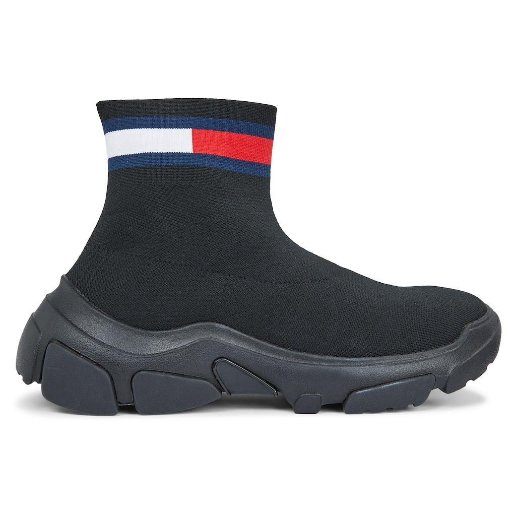 Tommy Jeans Schlupfboots »TJW SOCK BOOT«, Sneaker, Freizeitschuh, High Top-Sneaker mit derbem Keilabsatz