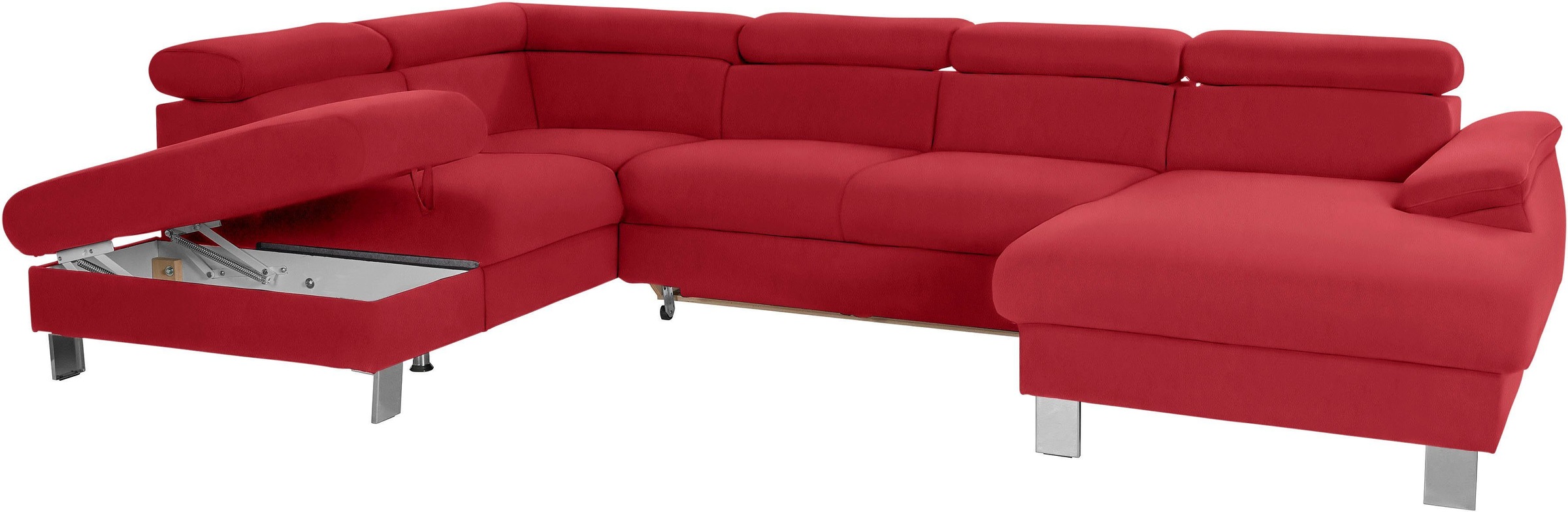 COTTA Polstergarnitur »Komaris U-Form«, (Set), Set bestehend aus: Wohnlandschaft mit Kopfteilverstellung & Hocker