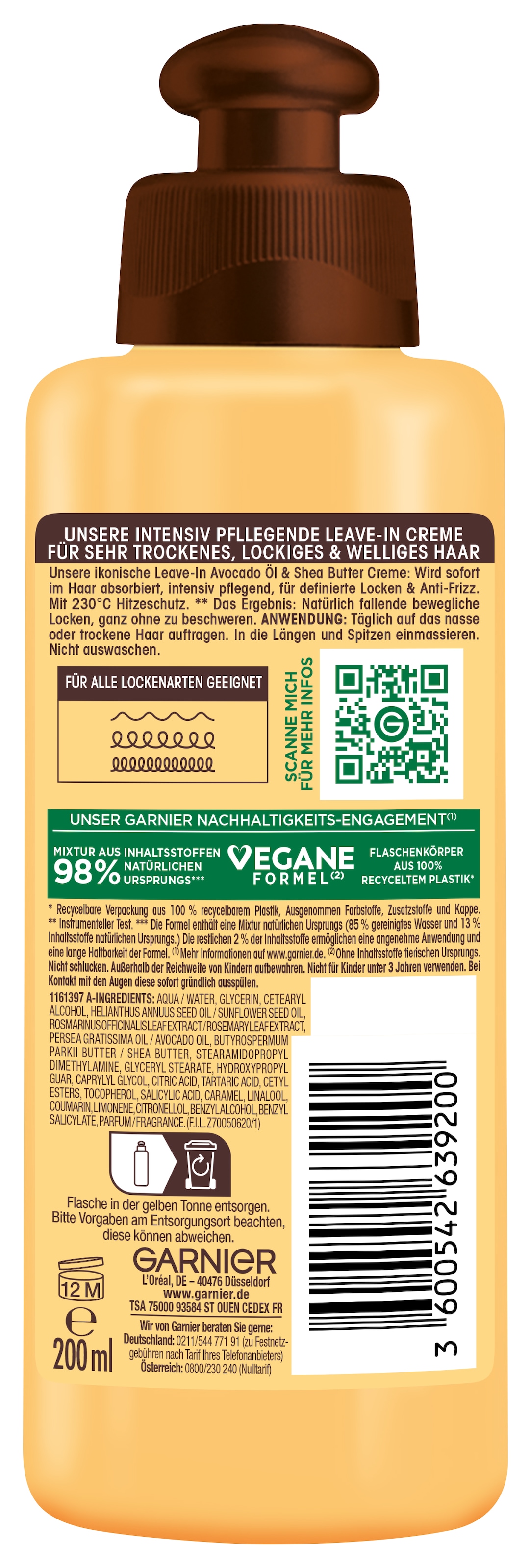 GARNIER Haarkur »Garnier Wahre Schätze Intensiv Pflegende Leave-In Creme Avocado-Öl«, (Packung, 6 tlg.)