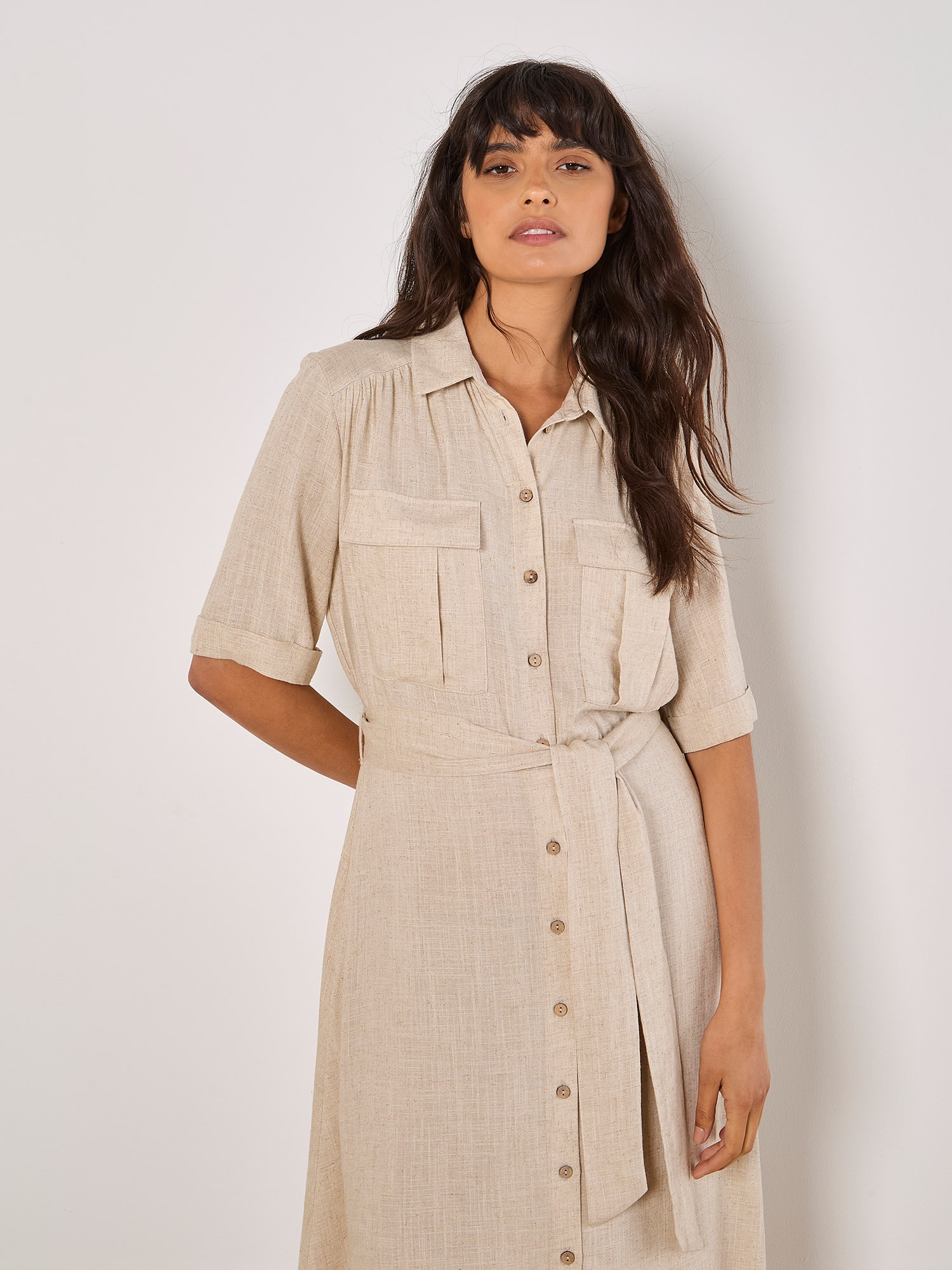 Apricot Hemdblusenkleid »Midikleid« 2 tlg. mit Brusttaschen
