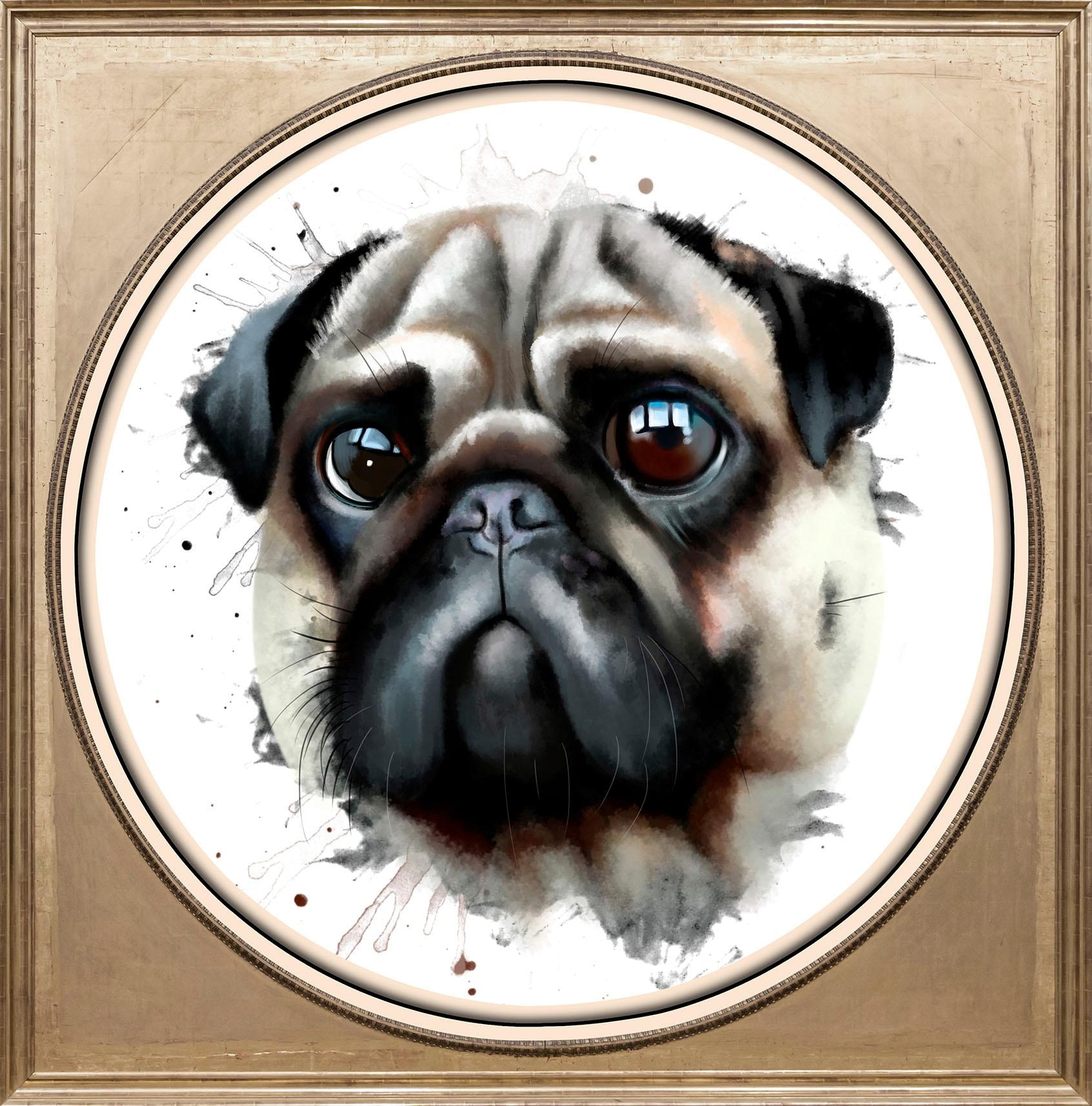 queence Acrylglasbild "Mops" Gemälde Haustiere Hunde Hundebilder Kunst Tiere Fine Art-Print in Galeriequalität