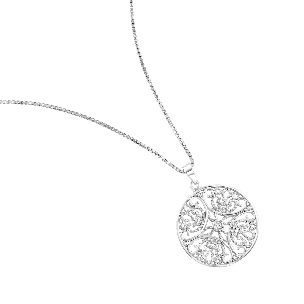 Zeeme Kette mit Anhänger »925/- Sterling Silber rhodiniert Zirkonia«