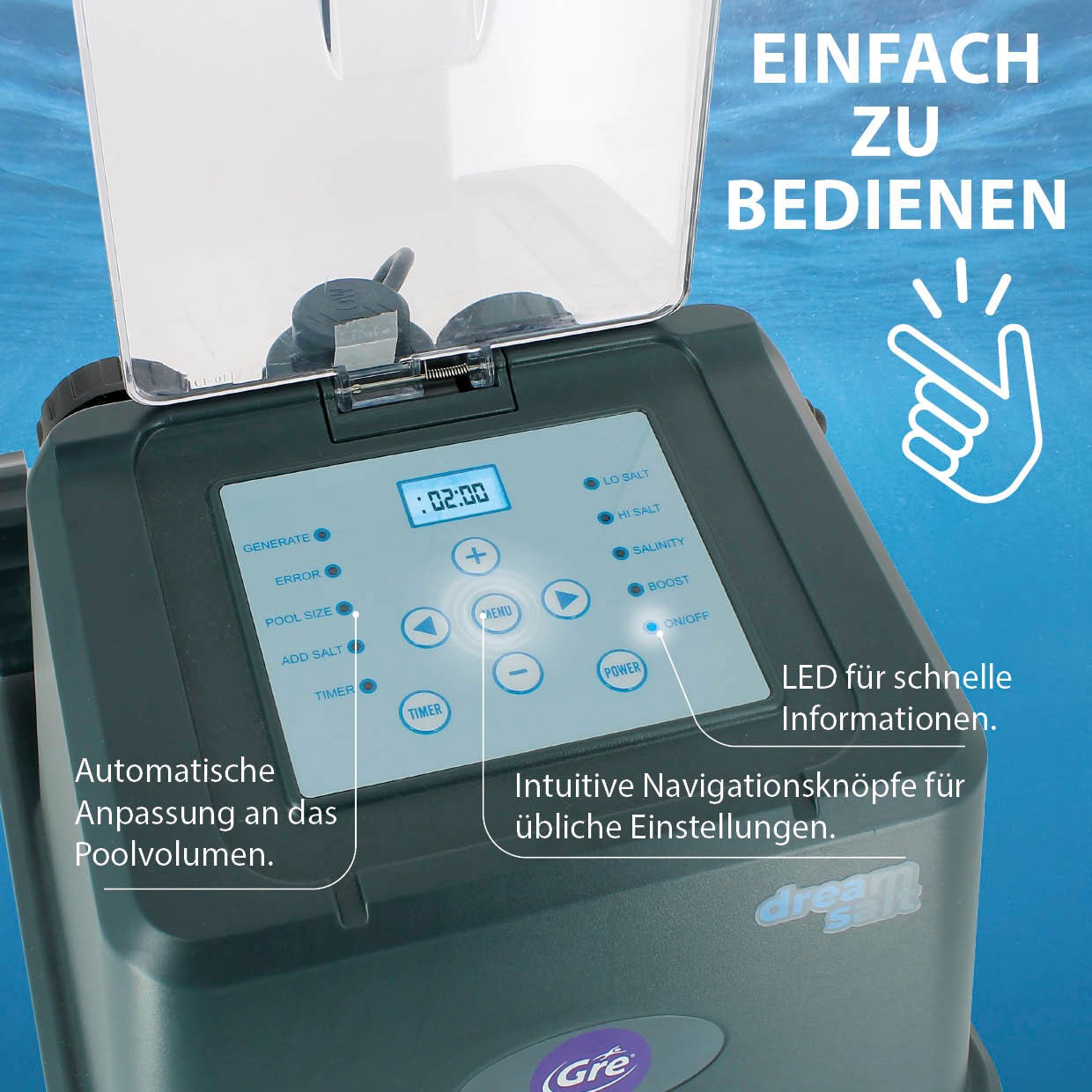 Gre Salzwassersystem »Salz-Elektrolyse System«, (Set), Salzelektrolyse für Pools bis zu 25m3